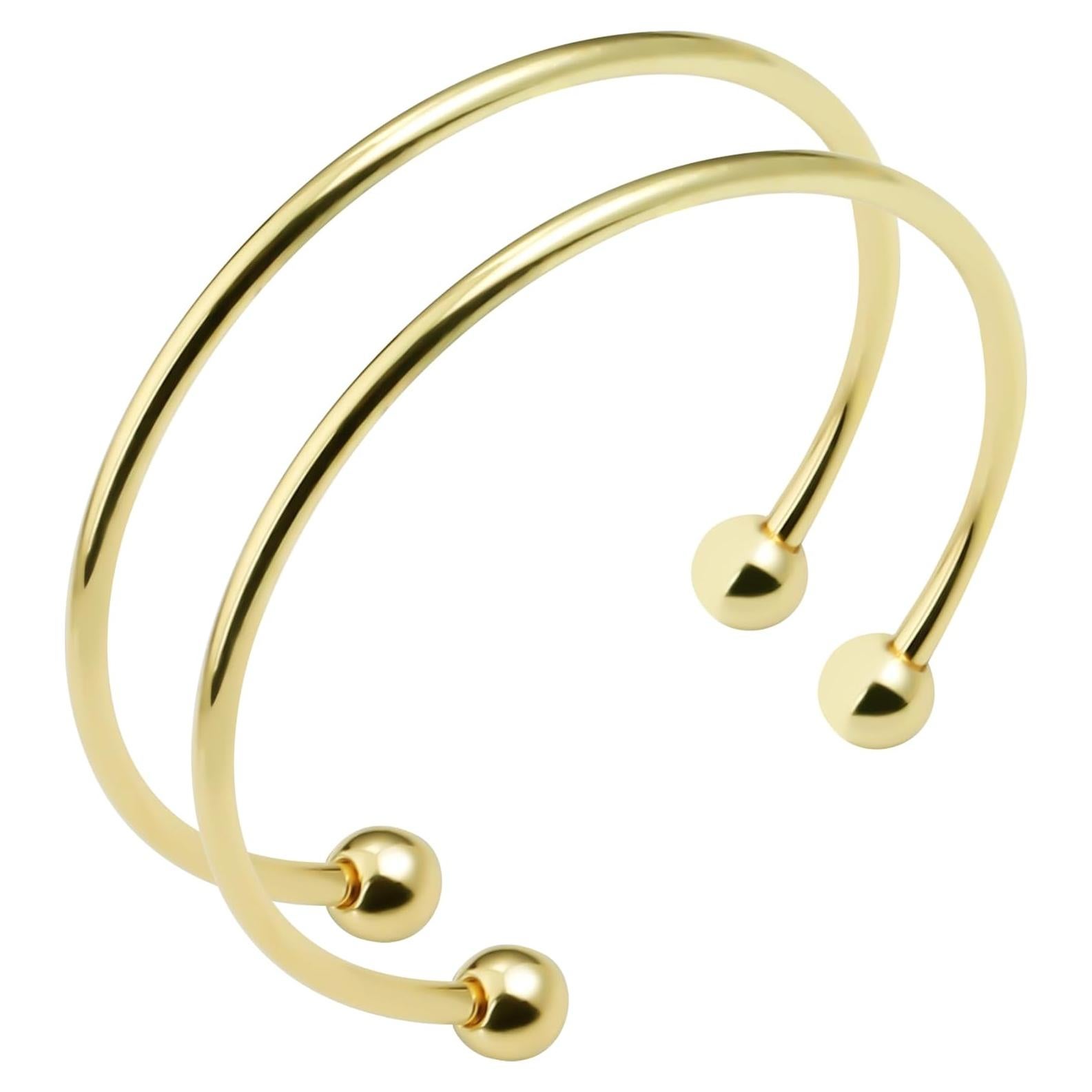 Brazaletes Ajustables de Acero Inoxidable Linsoir 2 Pcs 3mm