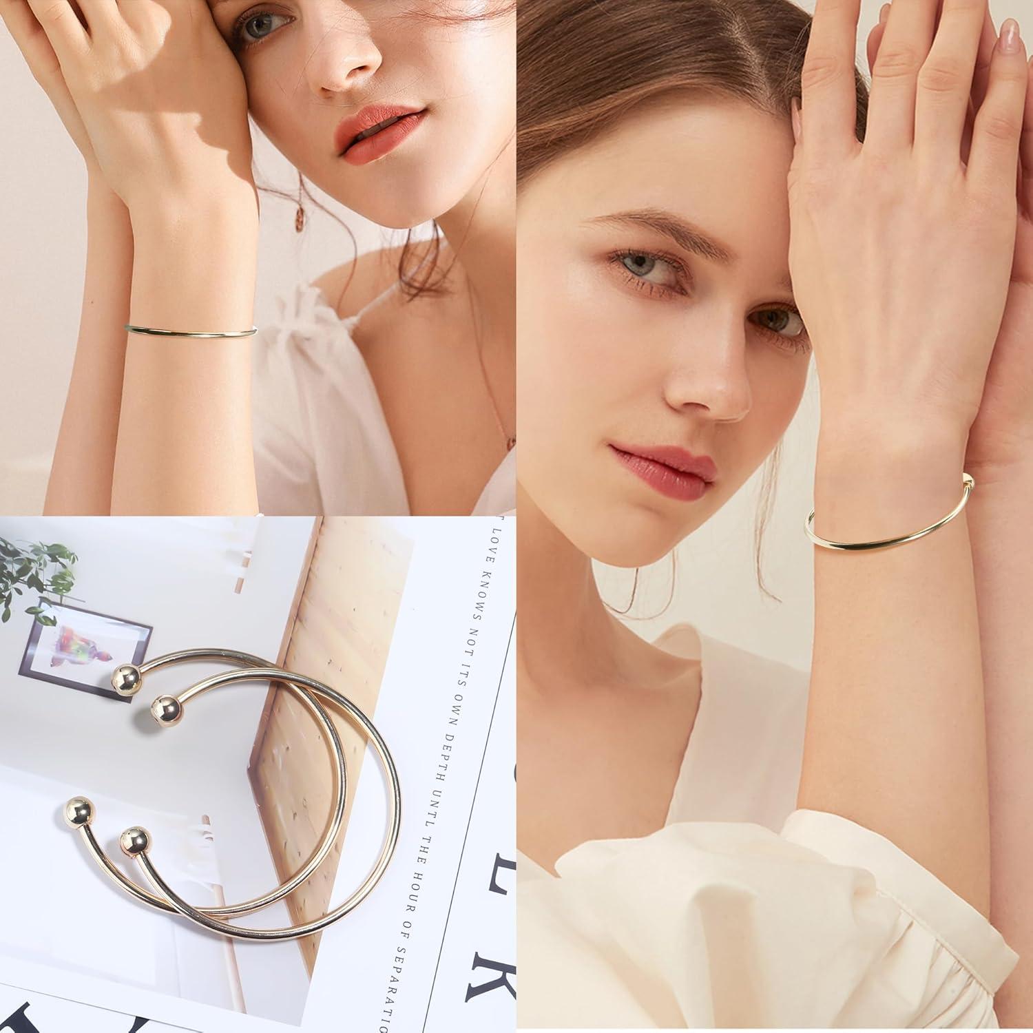 Brazaletes Ajustables de Acero Inoxidable Linsoir 2 Pcs 3mm