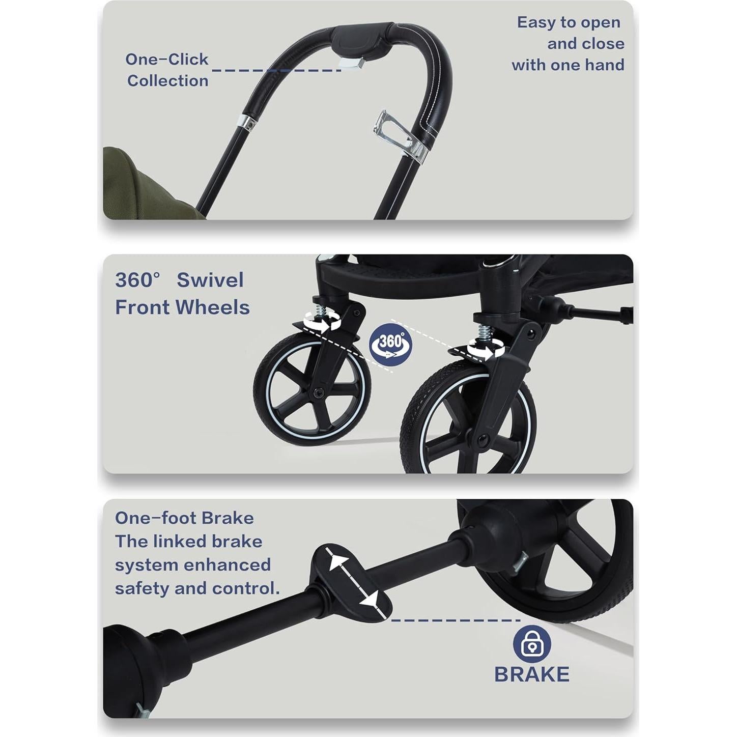 Carrito de Mascotas JK Pawadore Plegable Verde Militar 15kg