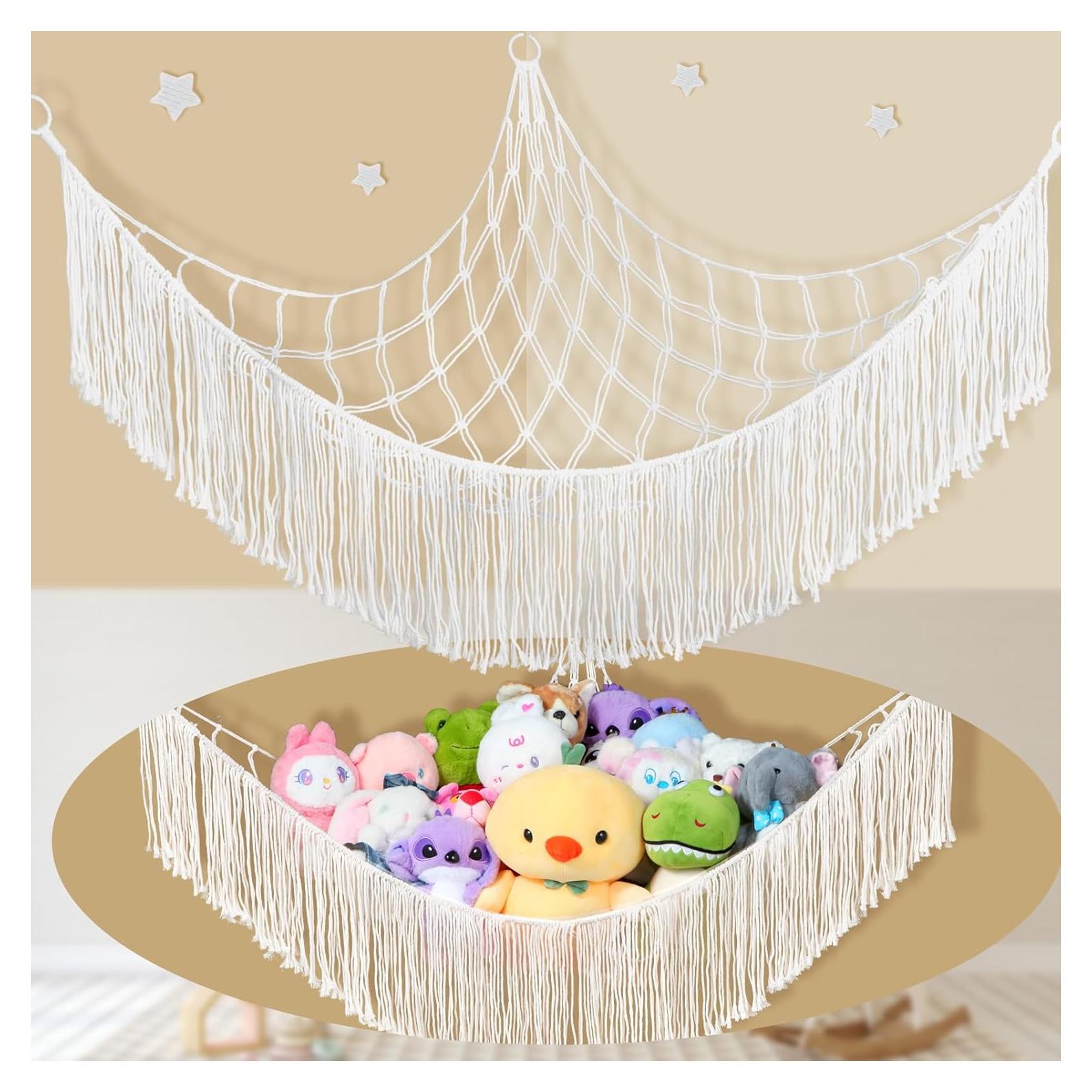 Hamaca de Almacenamiento de Peluches Saiories Beige 100x150cm