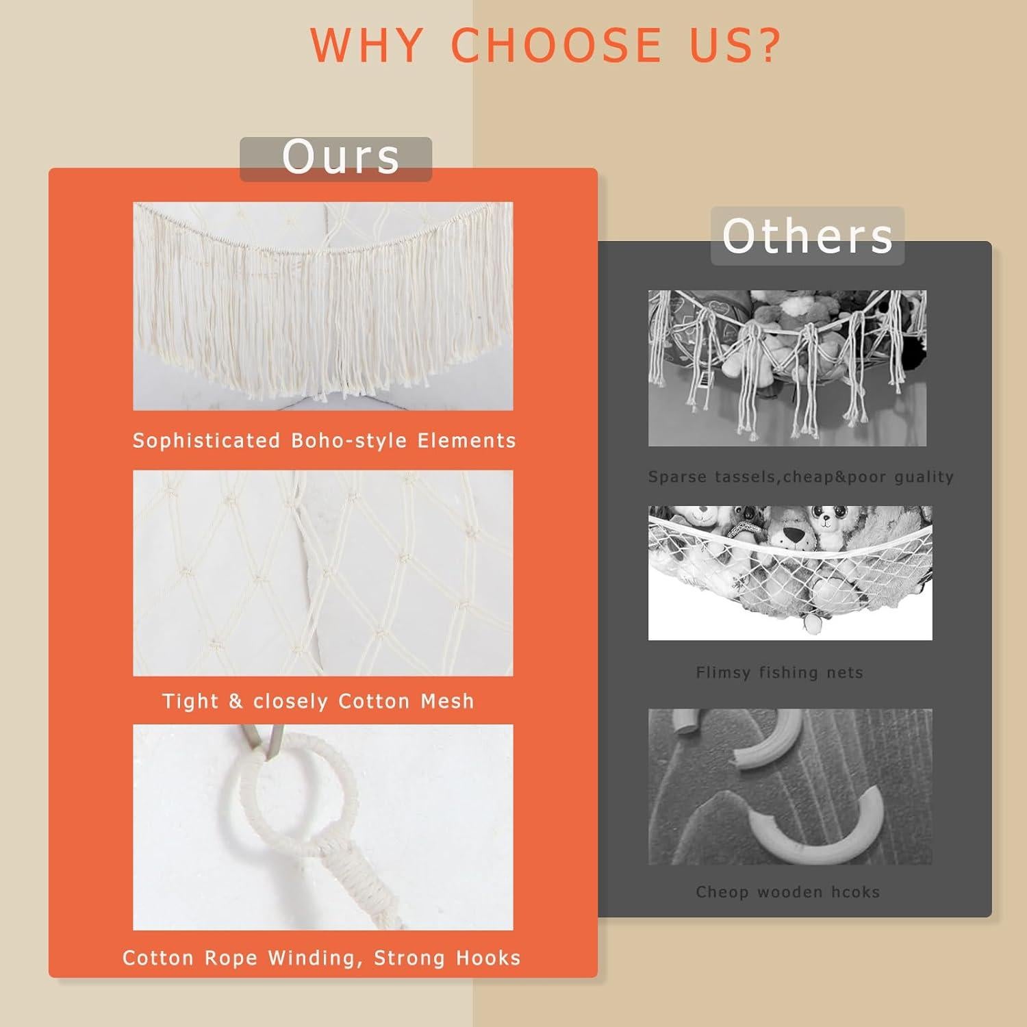 Hamaca de Almacenamiento de Peluches Saiories Beige 100x150cm