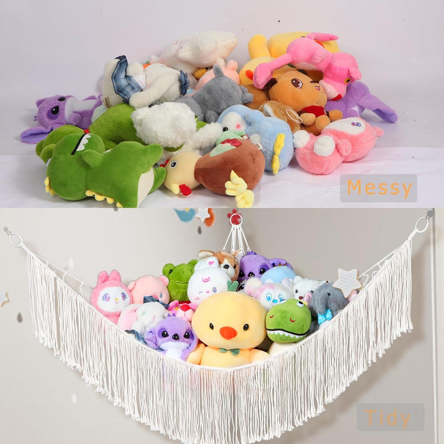 Hamaca de Almacenamiento de Peluches Saiories Beige 100x150cm