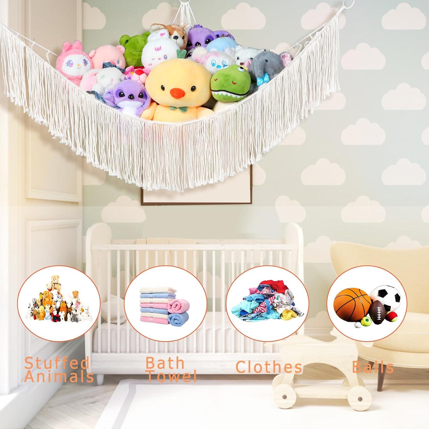 Hamaca de Almacenamiento de Peluches Saiories Beige 100x150cm