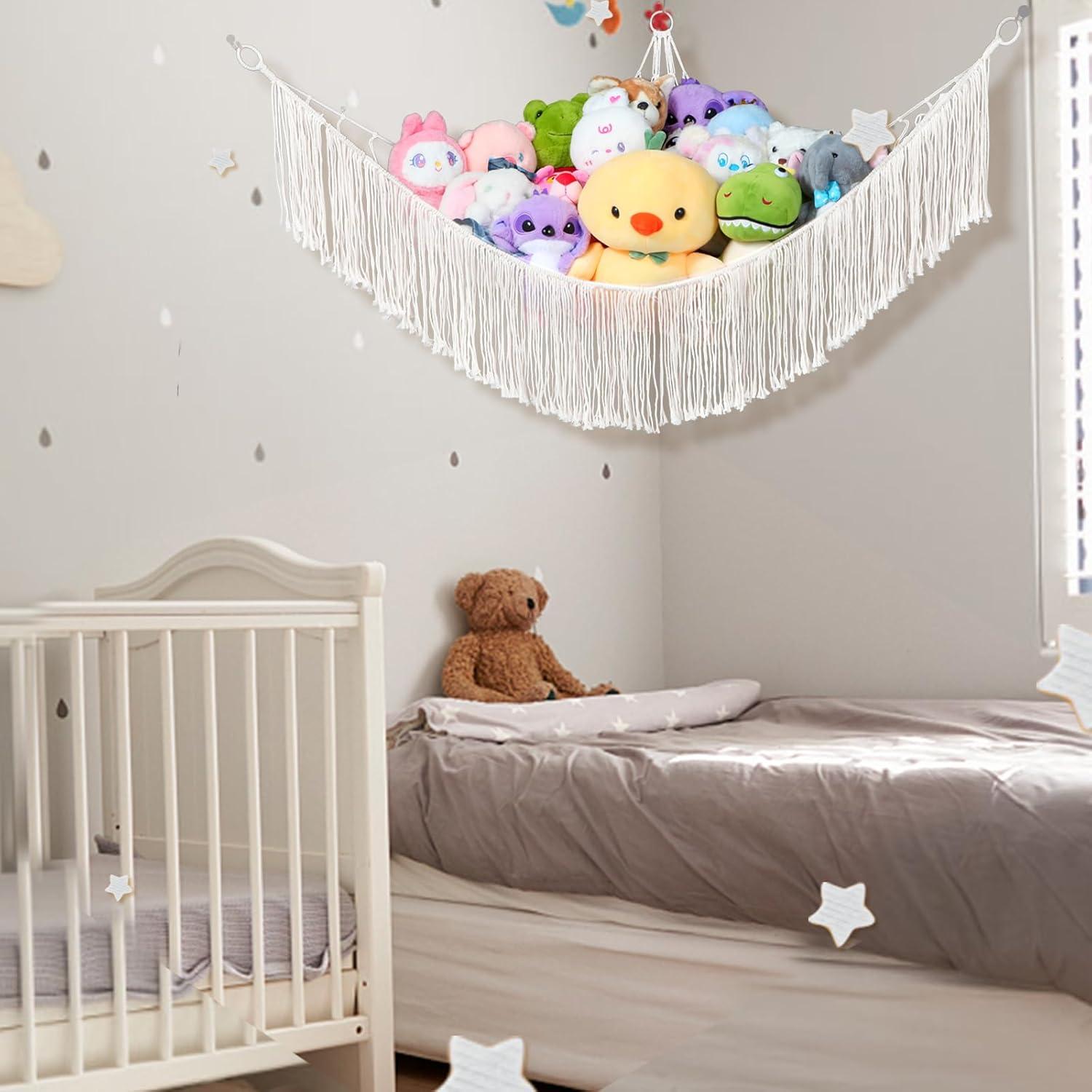 Hamaca de Almacenamiento de Peluches Saiories Beige 100x150cm