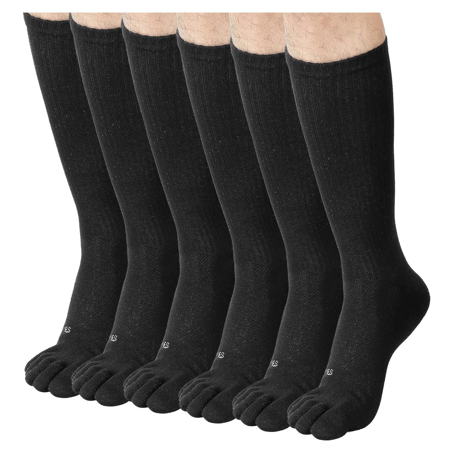 Calcetines de Crew Transpirables FUN TOES para Hombre - Paquete de 6 Pares