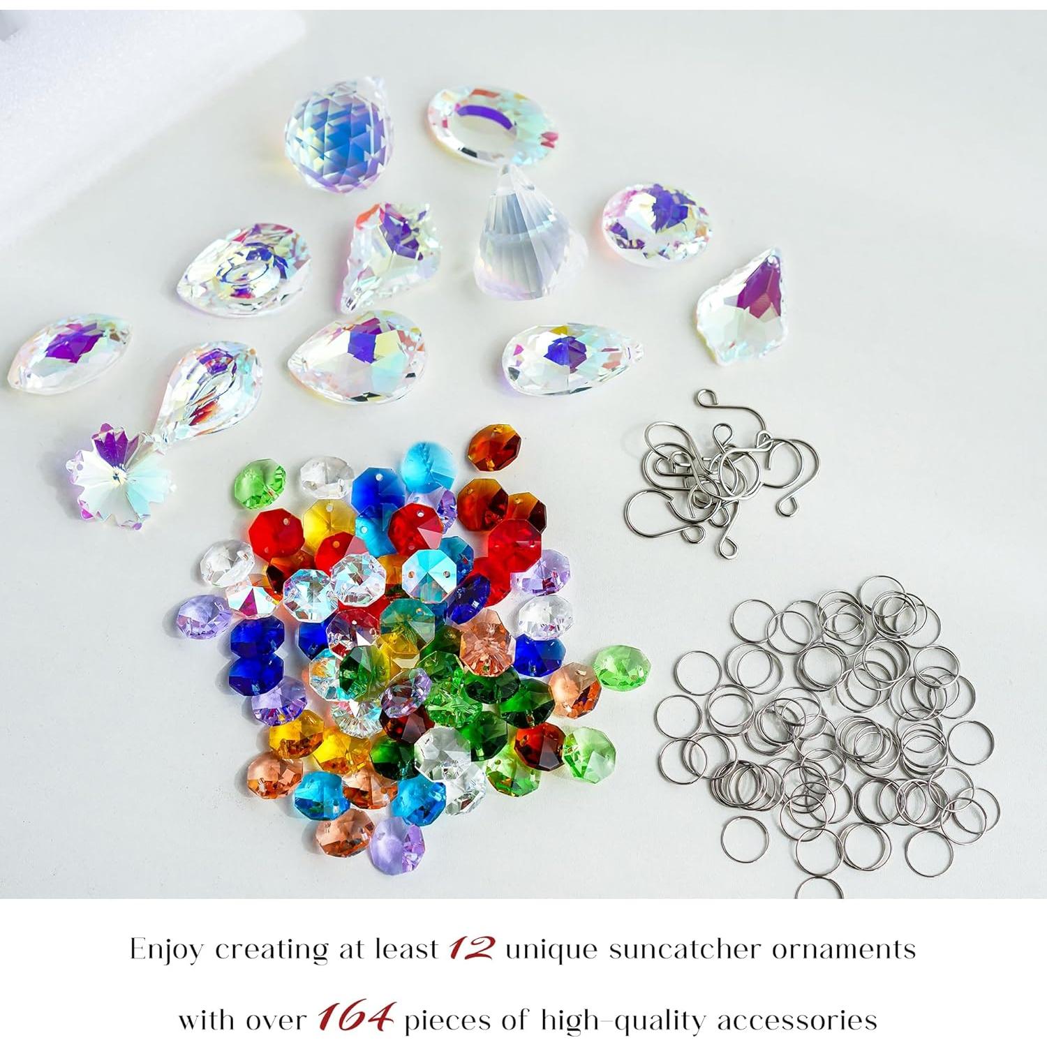 Kit de Suncatchers DIY Kanpura 164 Piezas con Prismas y Cuentas