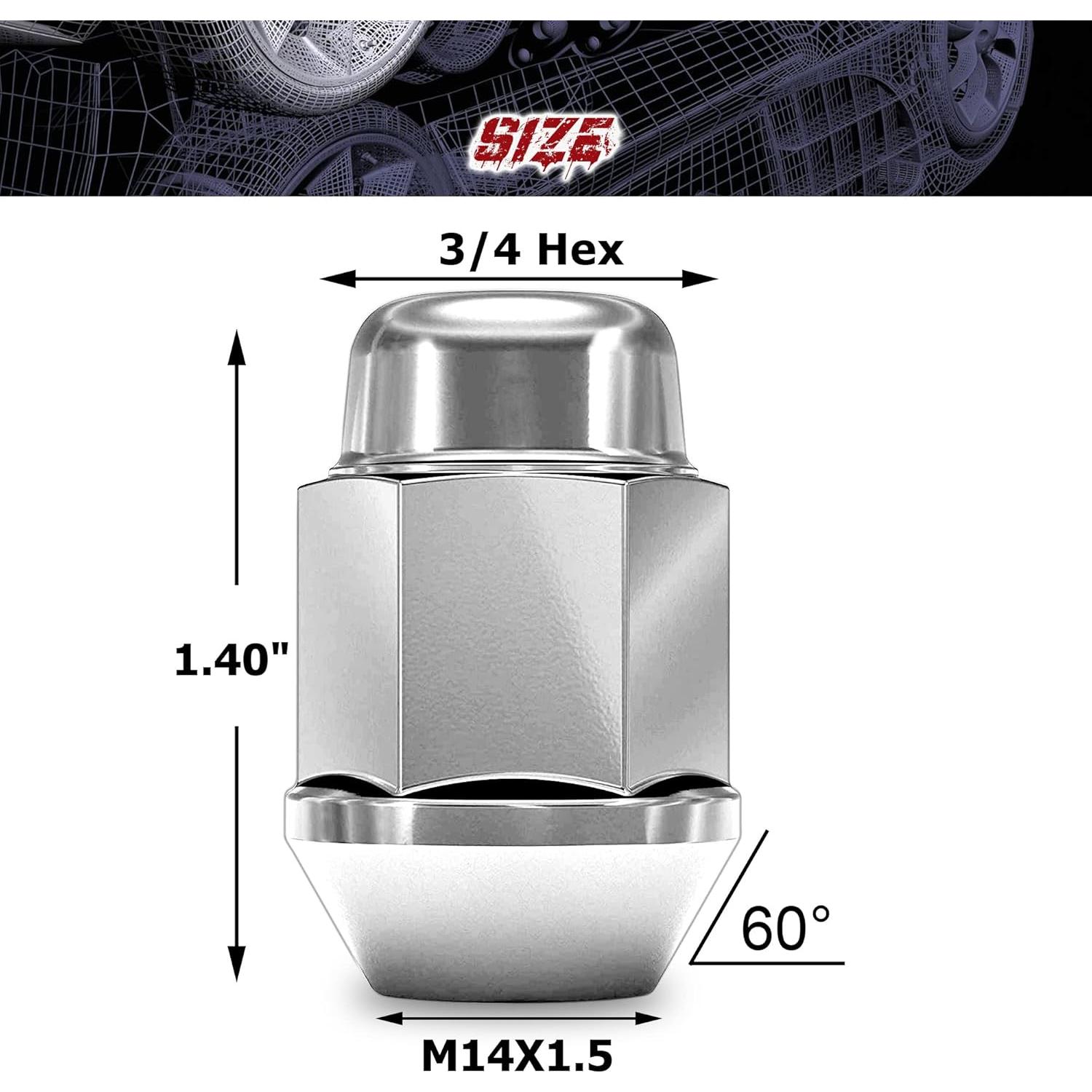 Tuercas de Rueda Acorn Richeer 14x1.5 Cromadas 20PCS