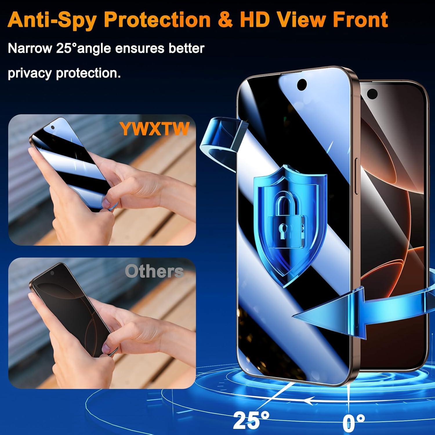 Protector de Pantalla Privado YWXTW para iPhone 16 Pro Max 6.9"