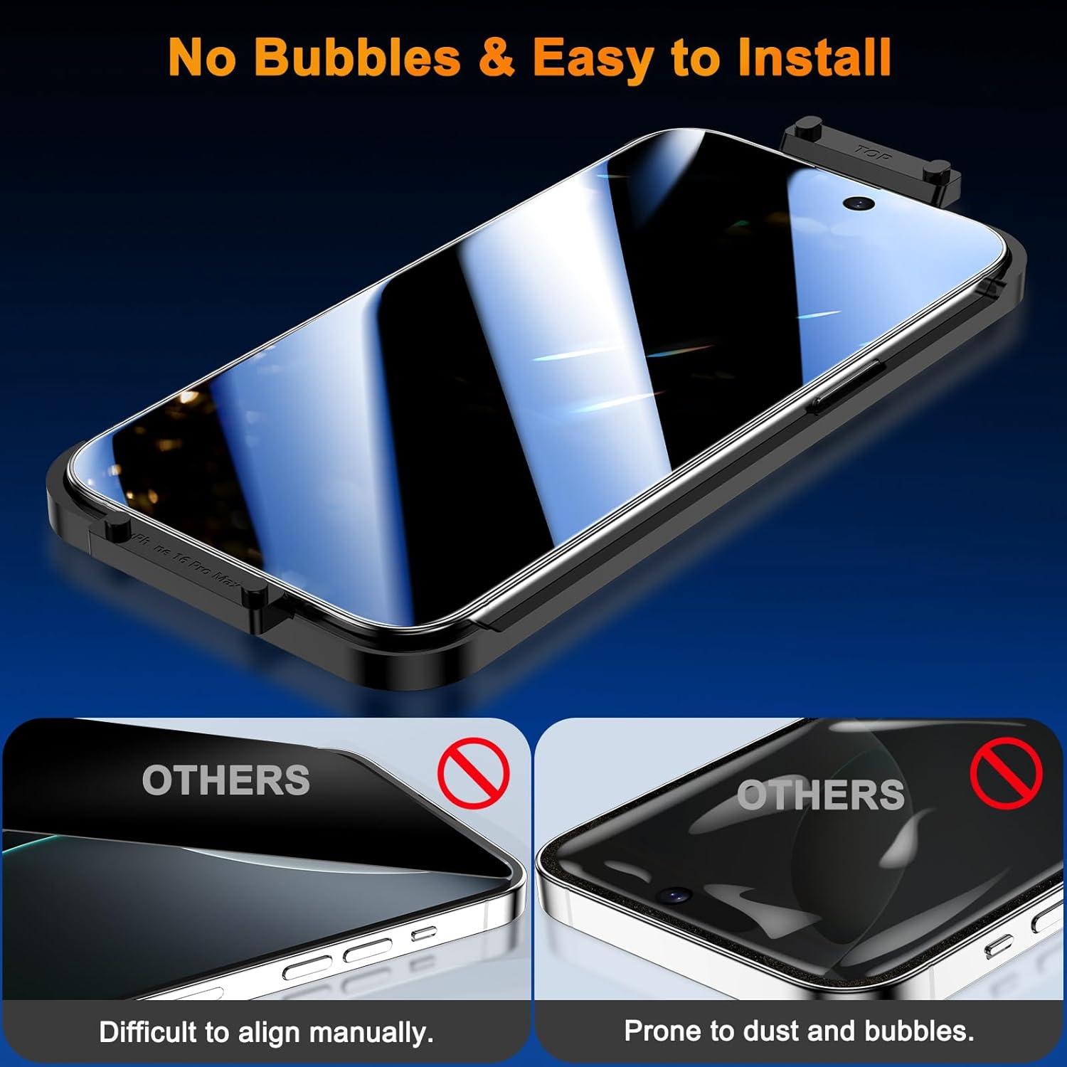 Protector de Pantalla Privado YWXTW para iPhone 16 Pro 6.3"