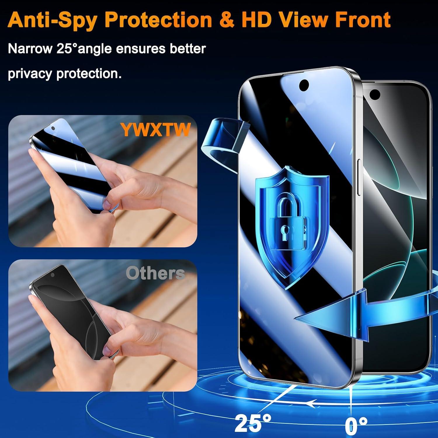 Protector de Pantalla Privado YWXTW para iPhone 16 Pro 6.3"
