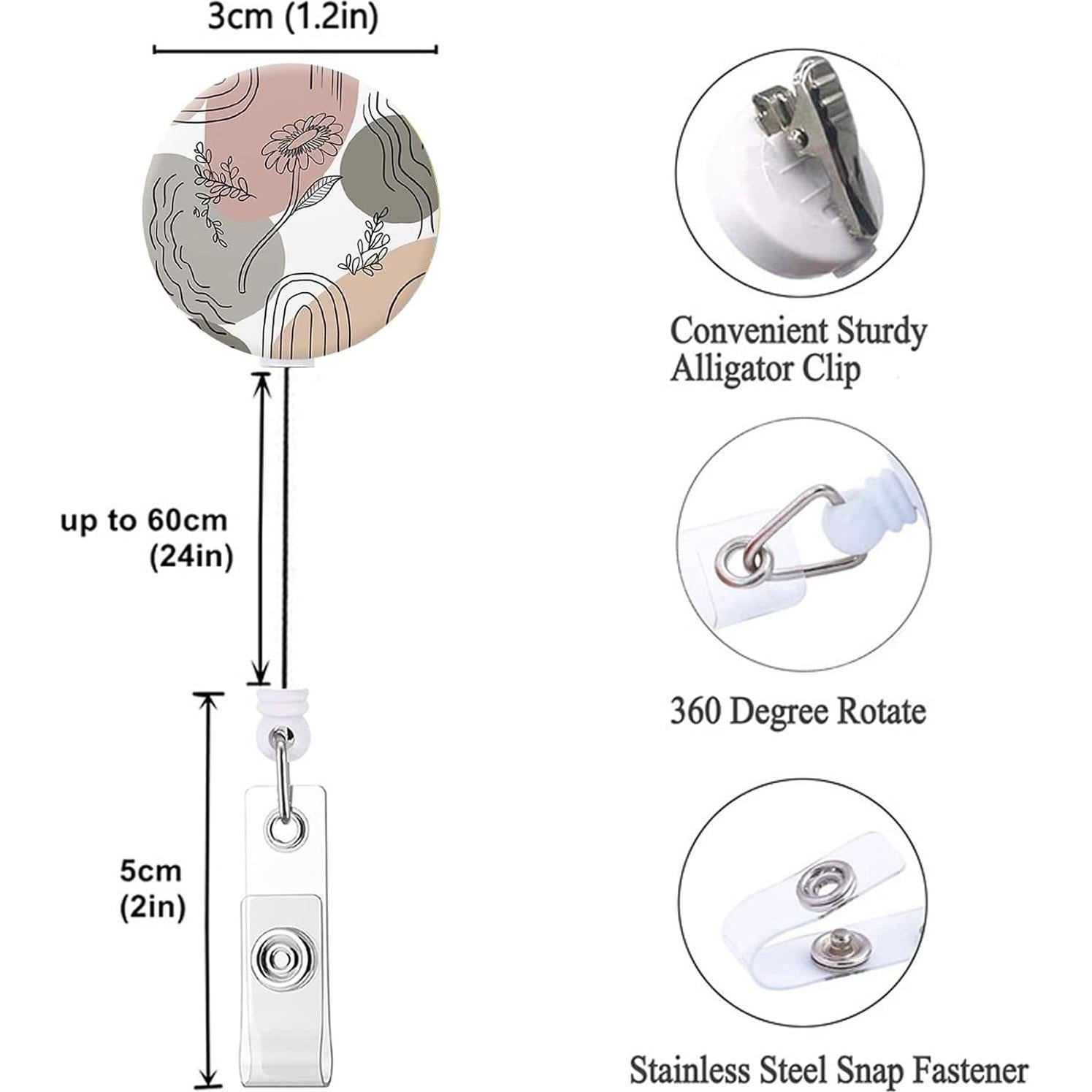Porta Etiquetas Retráctil HEVITDA con Clip Cocodrilo - 3 Flores