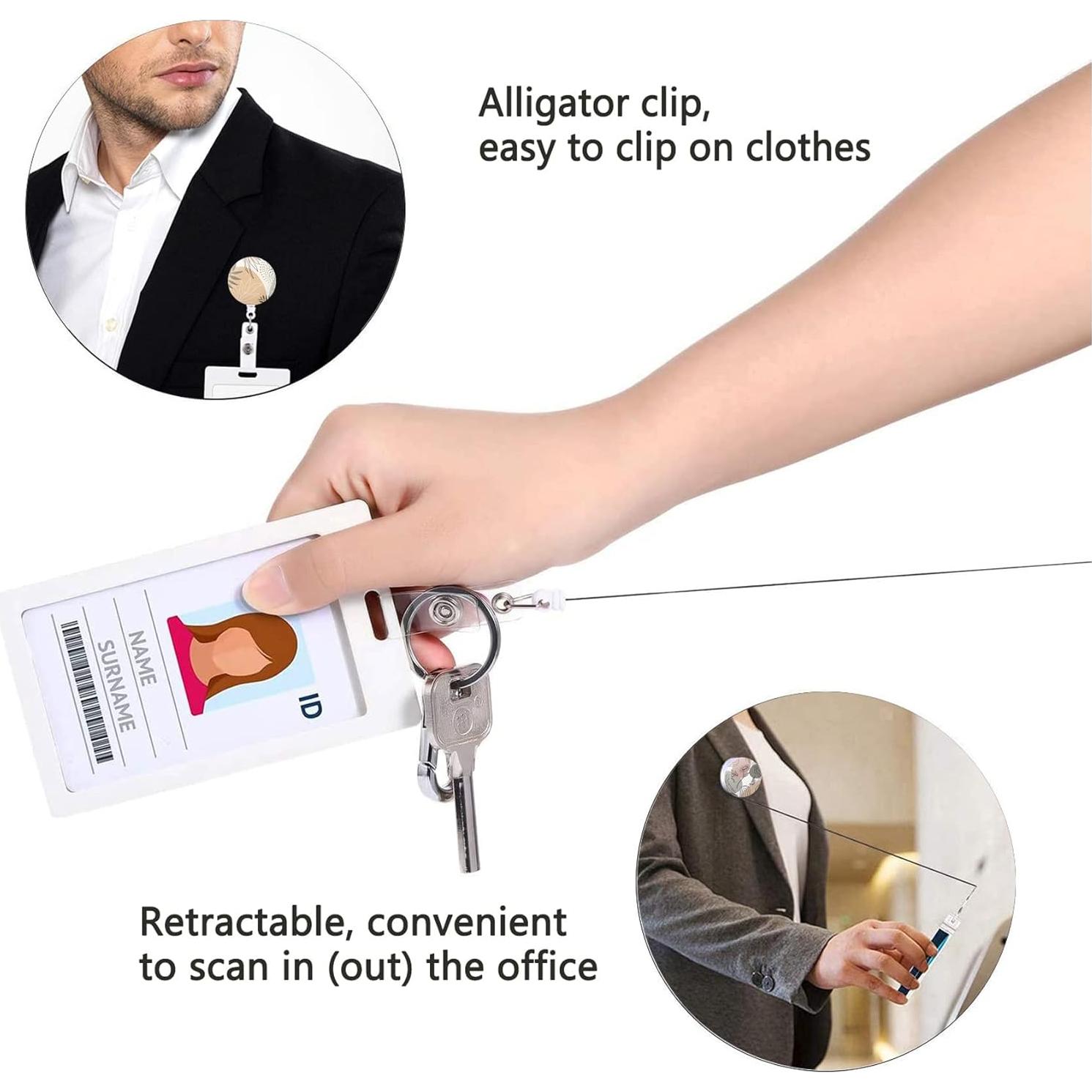 Porta Etiquetas Retráctil HEVITDA con Clip Cocodrilo - 3 Flores