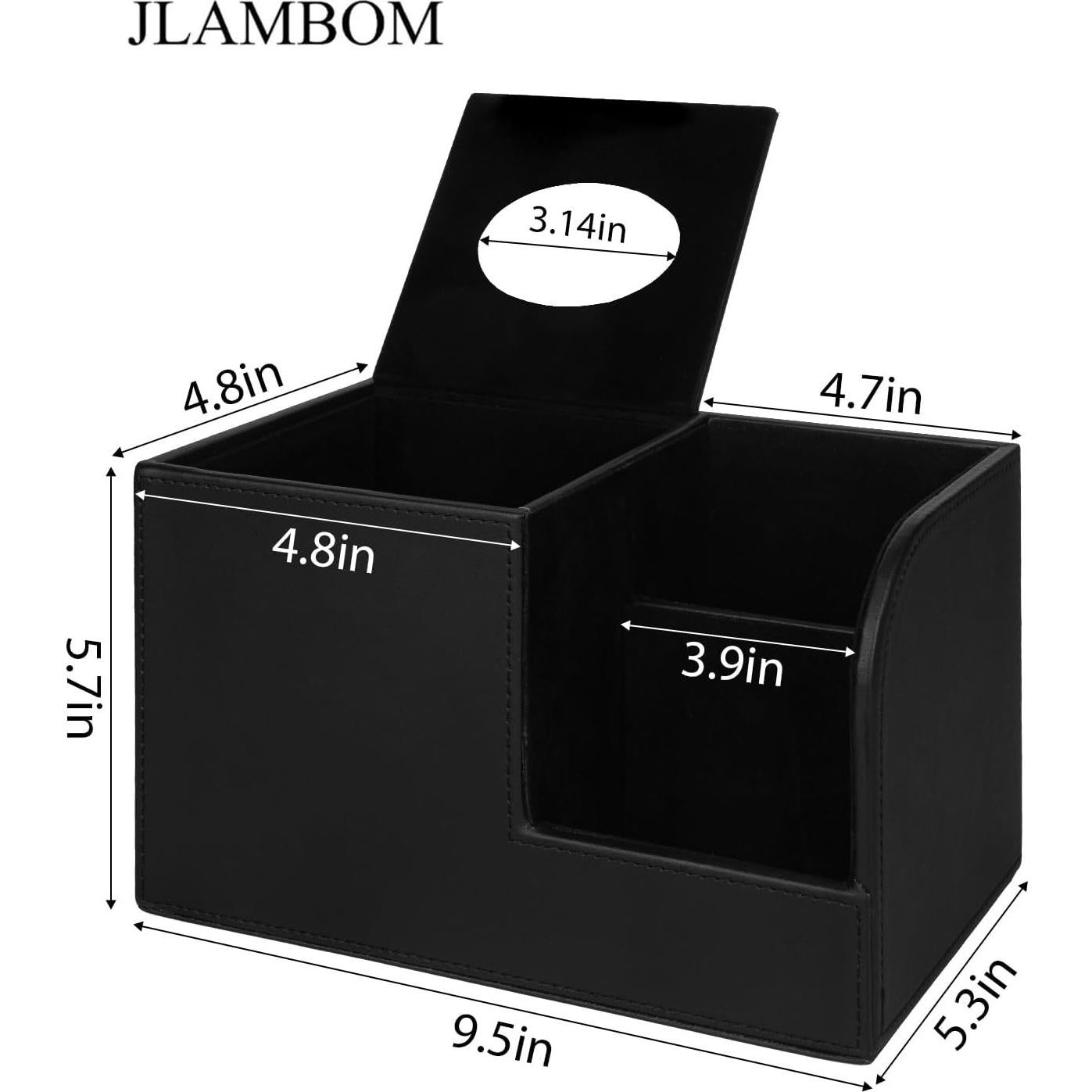 Cubierta de Caja de Tejido PU JLAMBOM Cuadrada Negra 24x14.5cm