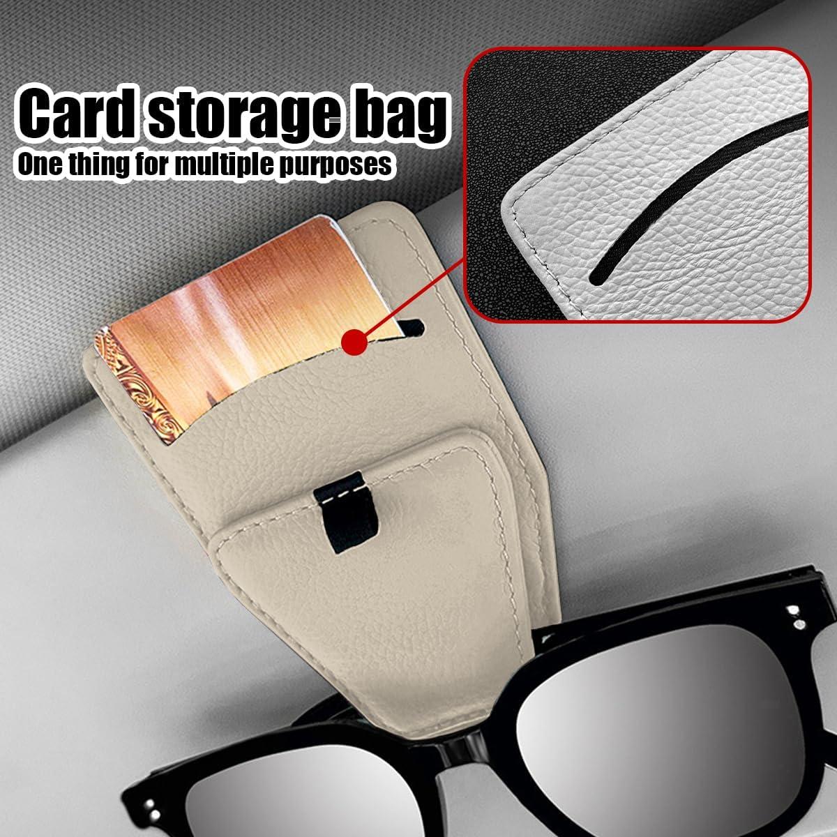 Soporte de Gafas de Sol KHGUZ para Coche Beige, Clip Magnético