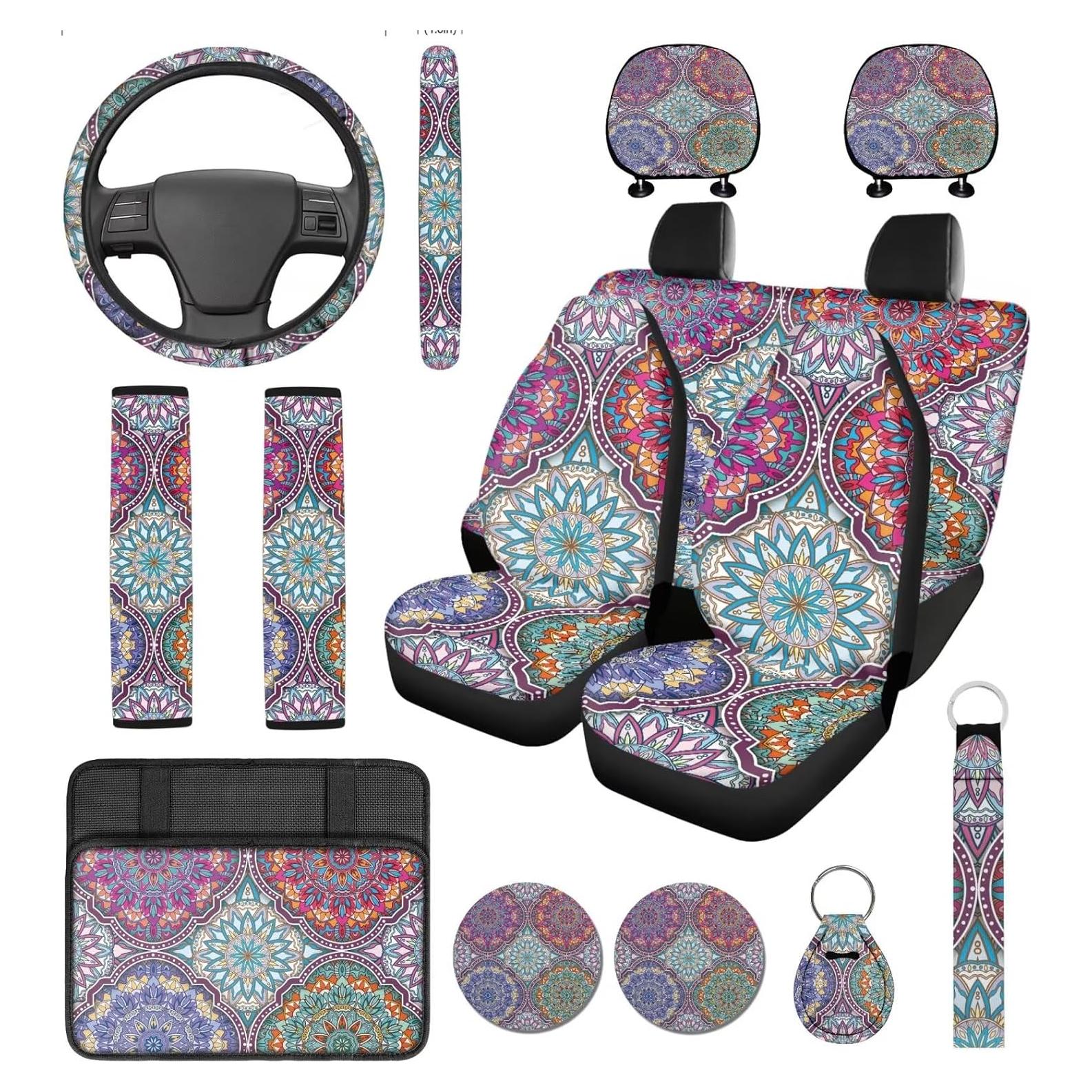 Juego Completo Fundas de Asiento de Coche DBBXHZJY Mandala 14 Pcs