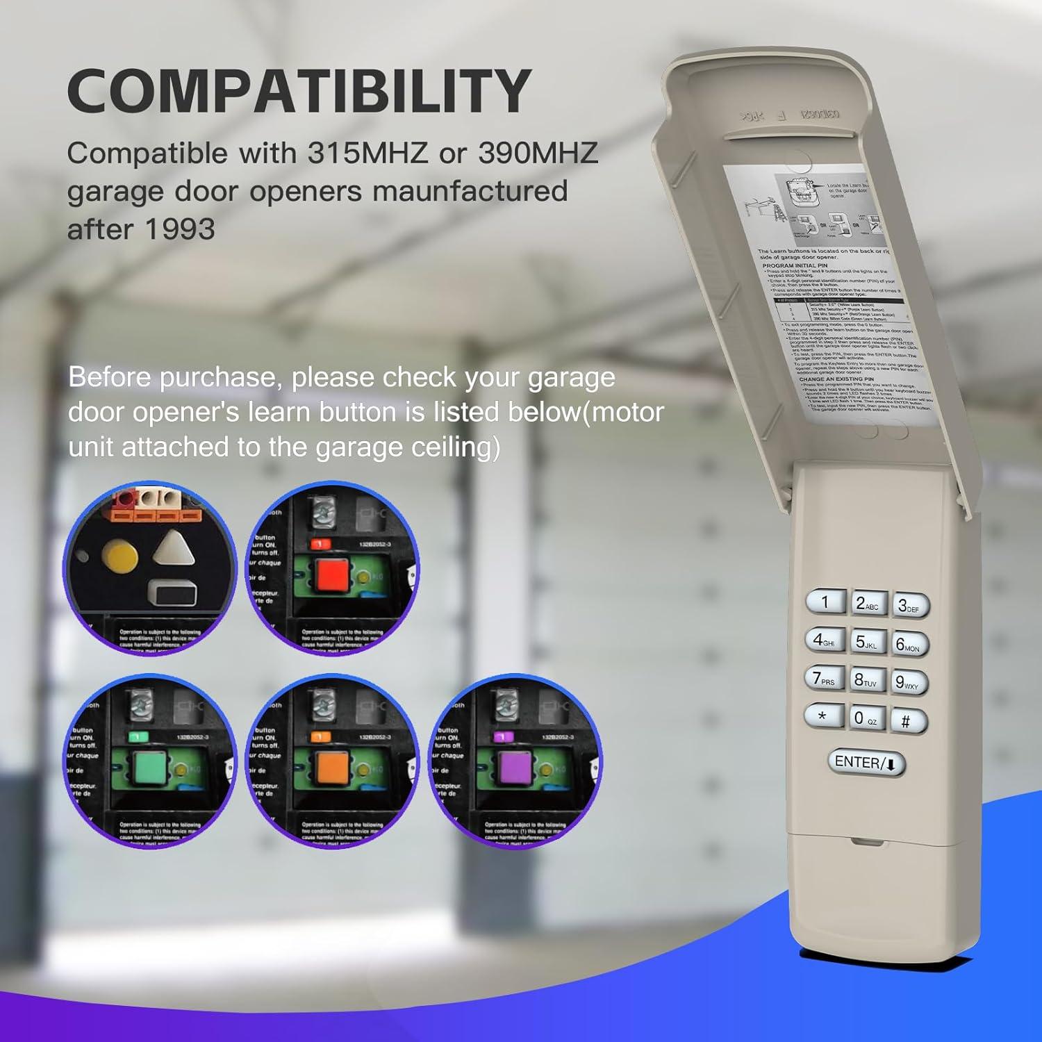 Teclado Inalámbrico para Puerta de Garaje Acvoce 877MAX