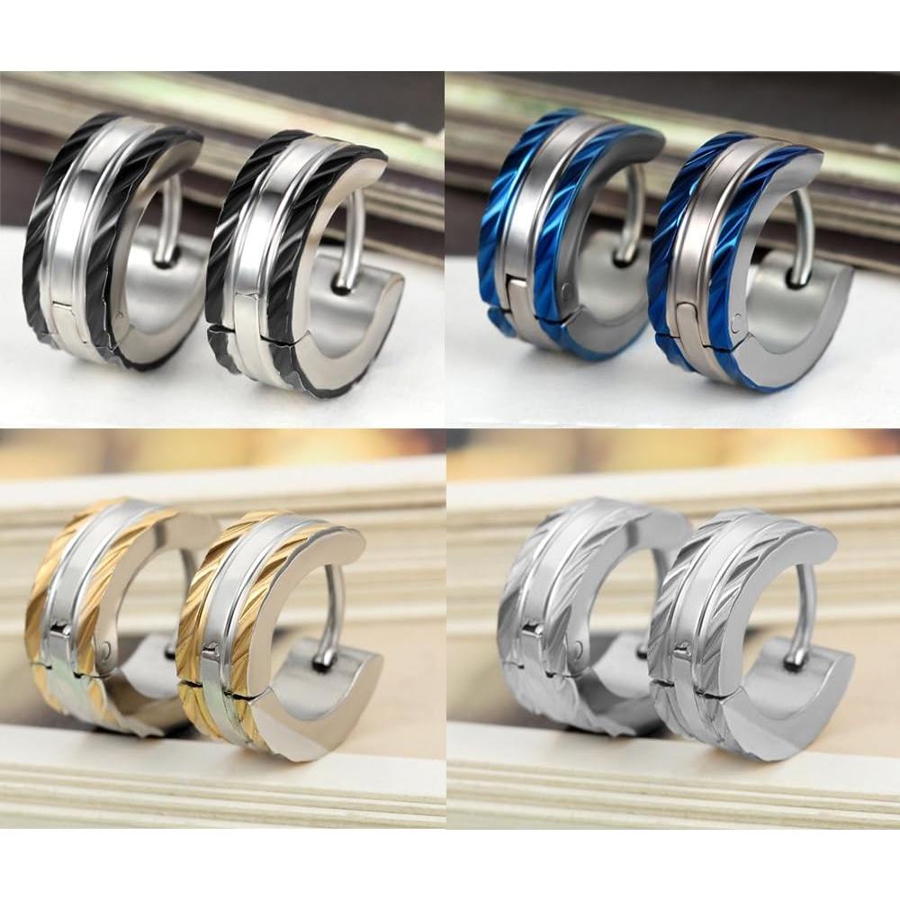 Pendientes de Aro Huggie Acero Inoxidable Aroncent - Set 8 Pairs 12mm