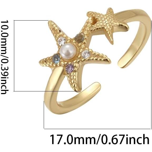 Anillo ajustable de estrella de mar KIFUTENG en plata 925 con perlas