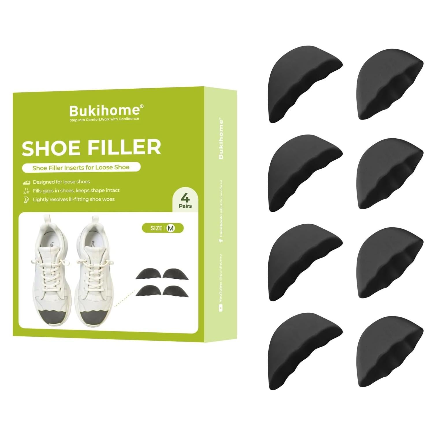 Insertos para Zapatos Bukihome - 4 Pares Rellenos Ajustables M