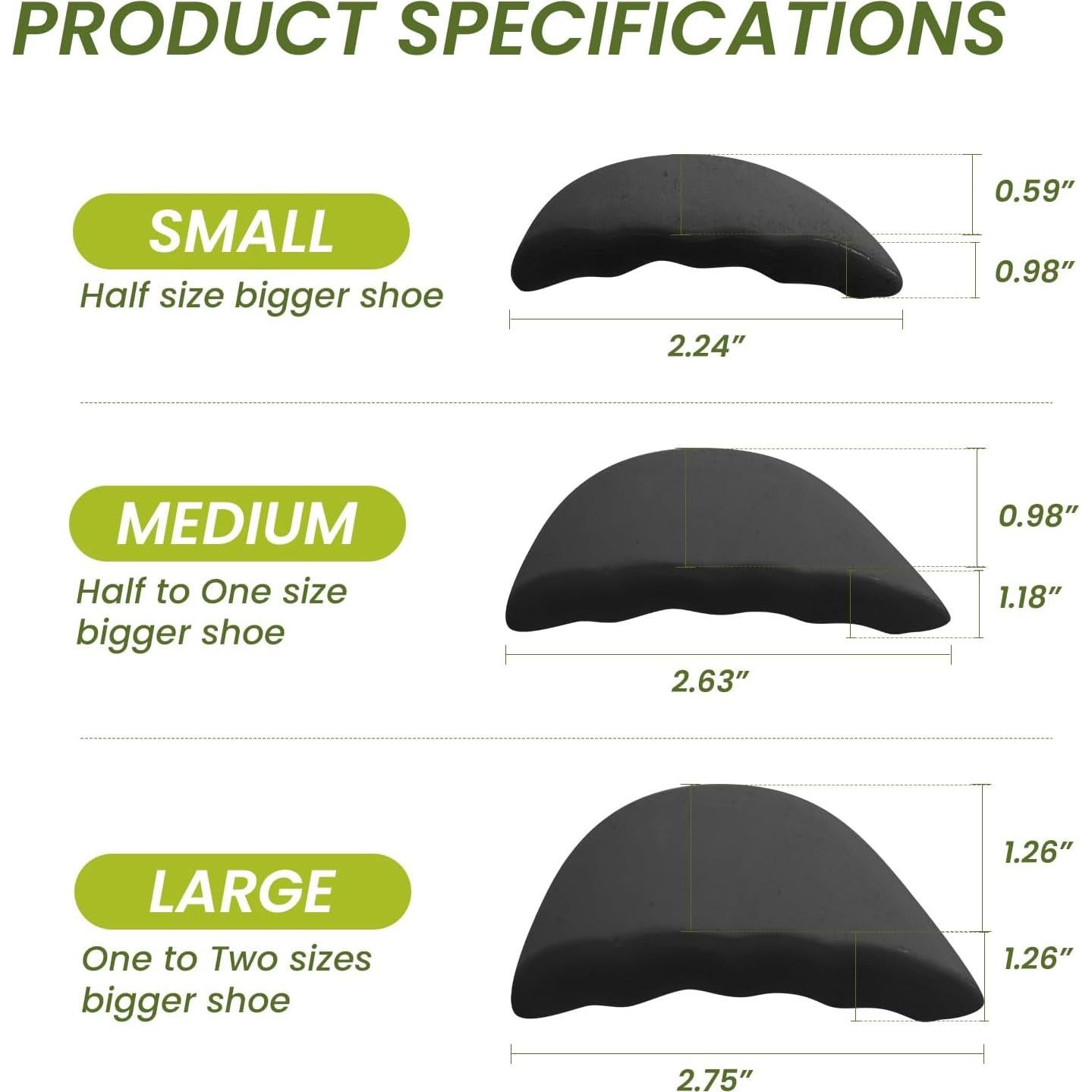 Insertos para Zapatos Bukihome - 4 Pares Rellenos Ajustables M