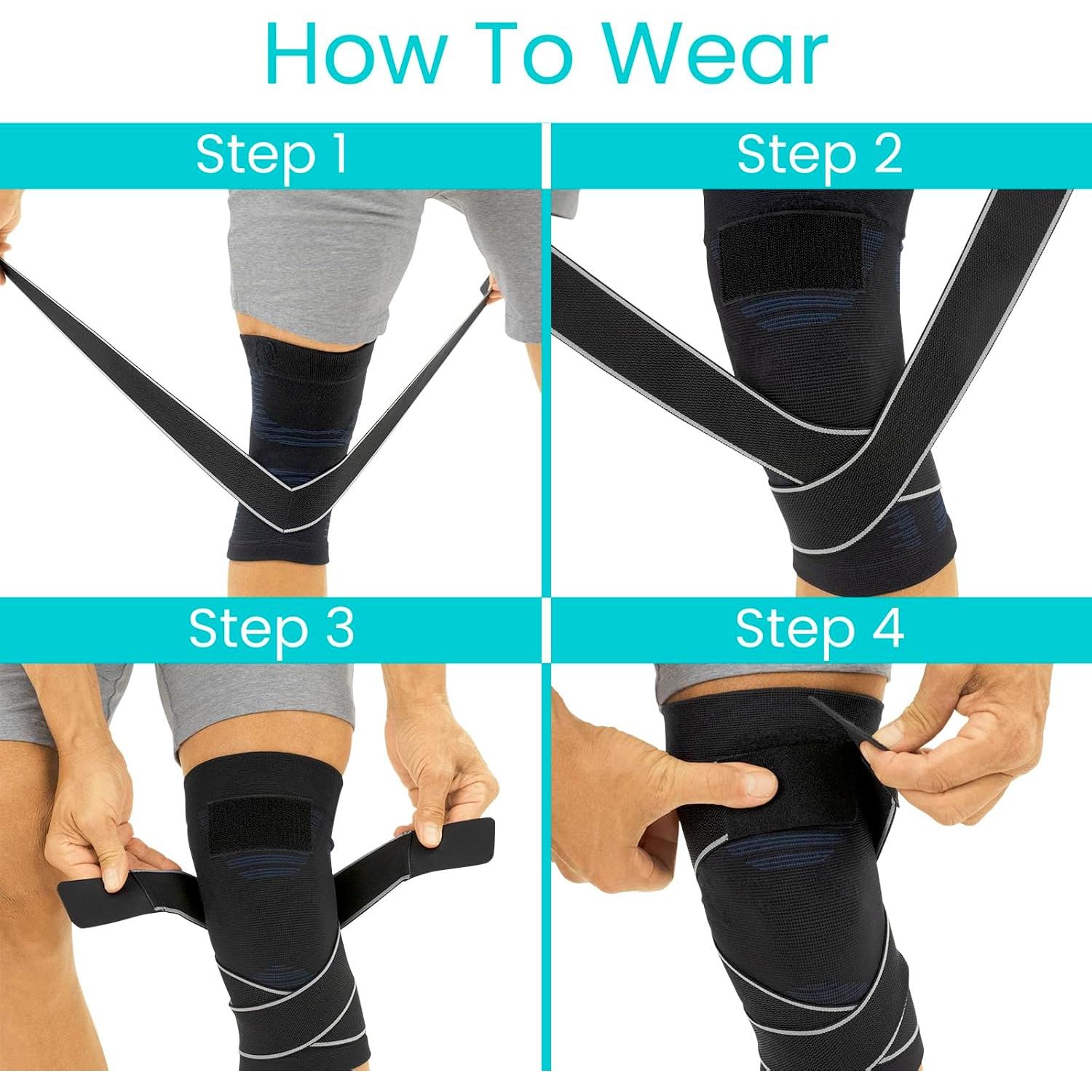 Manga de Compresión para Rodilla Vive - Soporte Elástico Negro/Gris