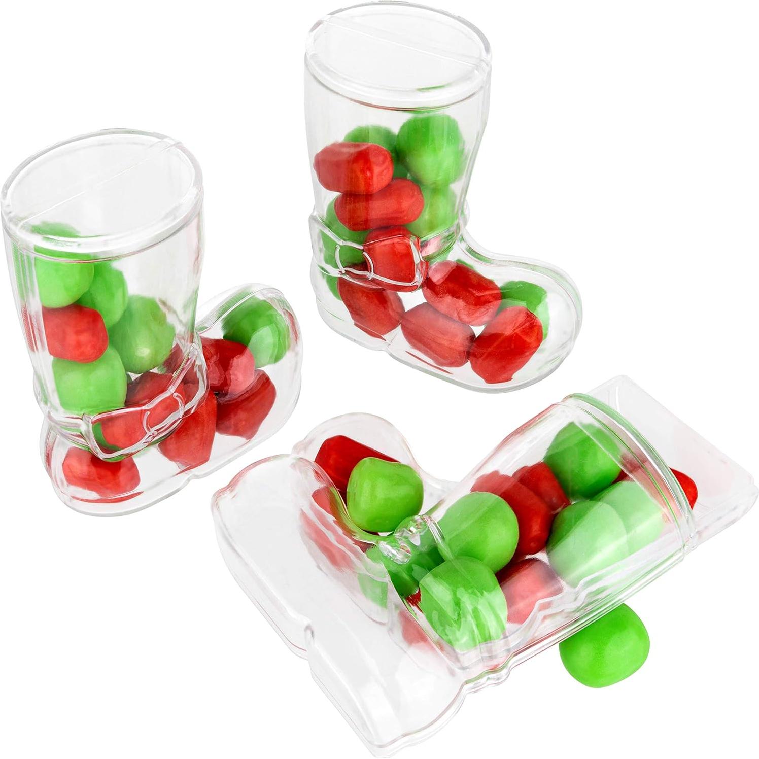 Cajas de Caramelo Acrílicas Hammont - Botín de Navidad - 12 Unidades