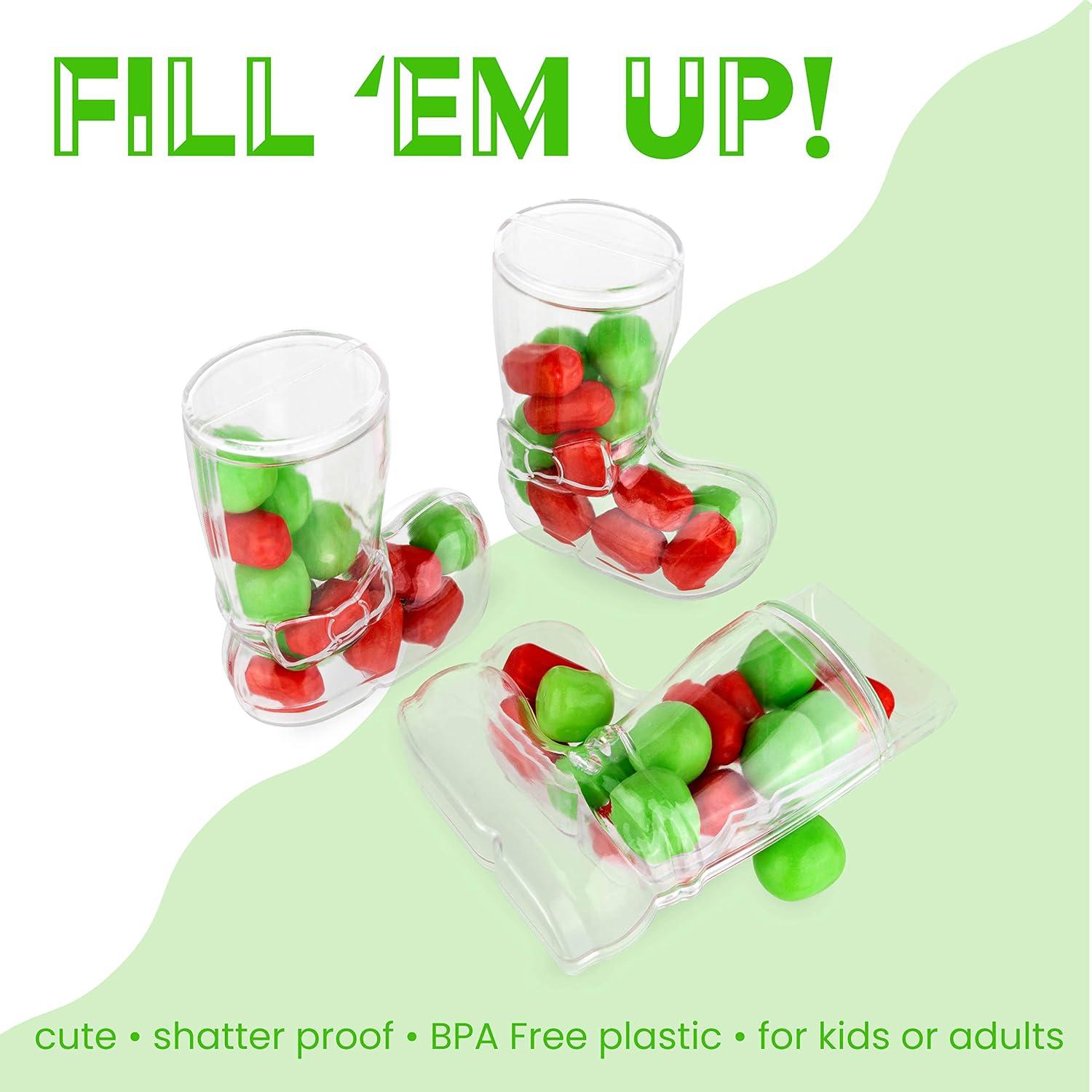 Cajas de Caramelo Acrílicas Hammont - Botín de Navidad - 12 Unidades