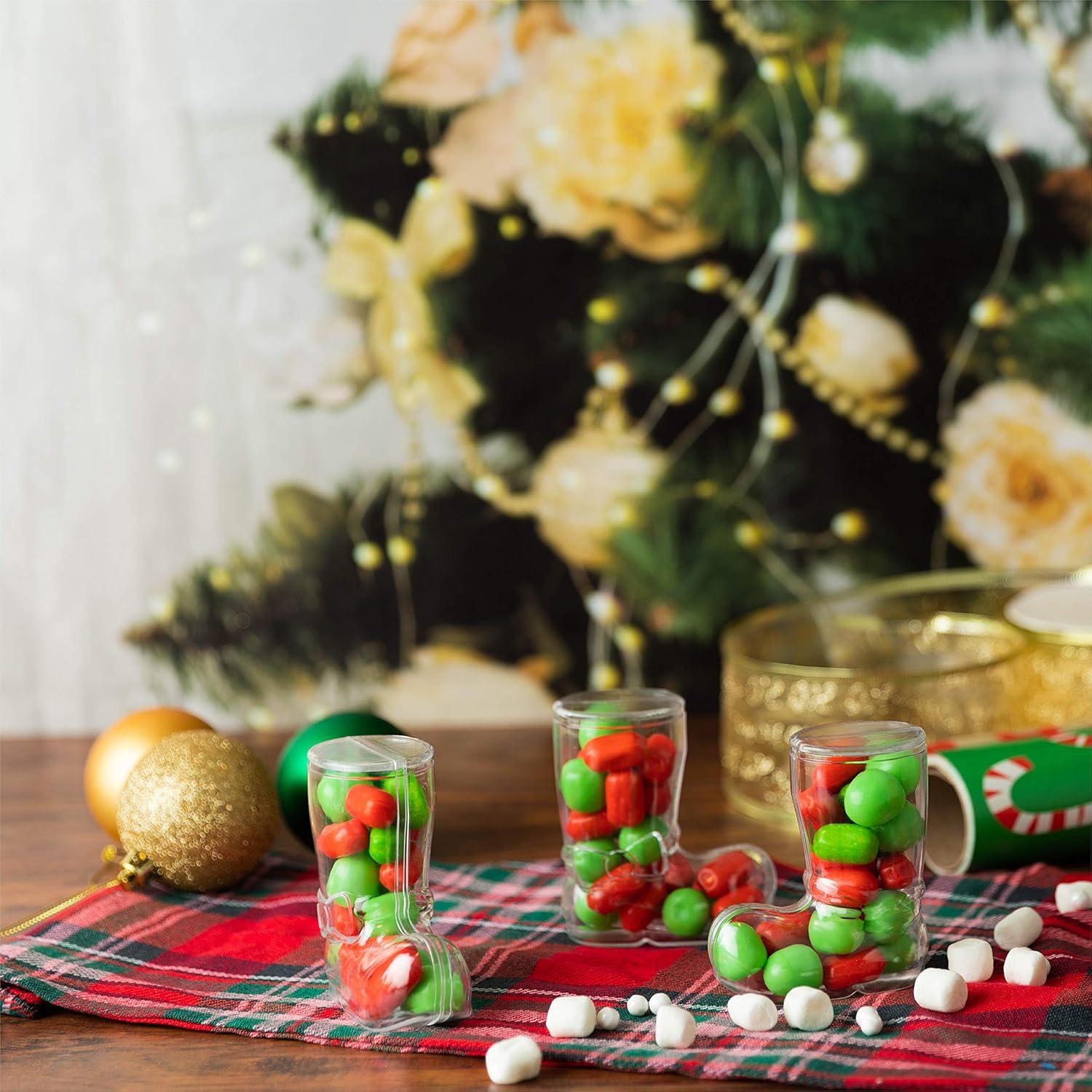 Cajas de Caramelo Acrílicas Hammont - Botín de Navidad - 12 Unidades