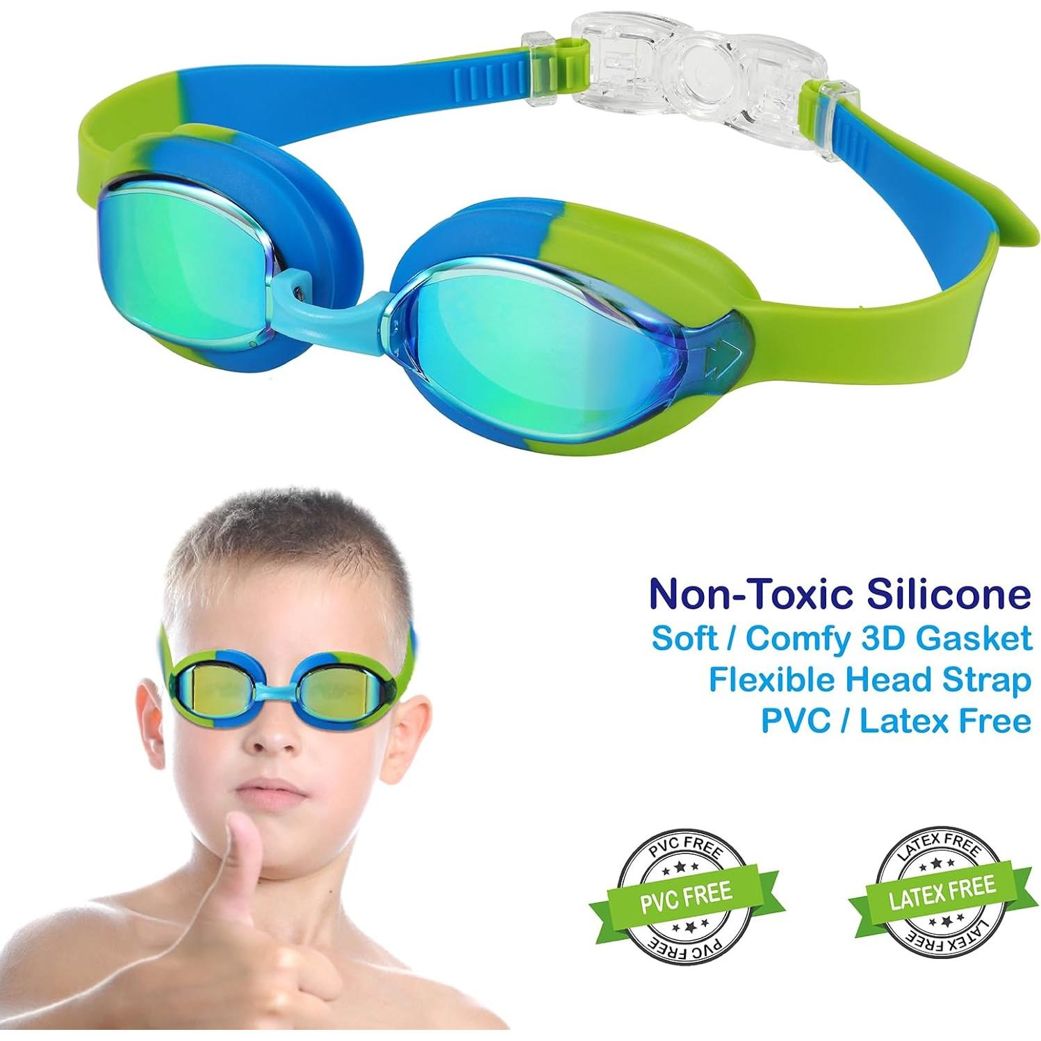 Gafas de natación para niños 3-14 años - 2 paquetes con estuche