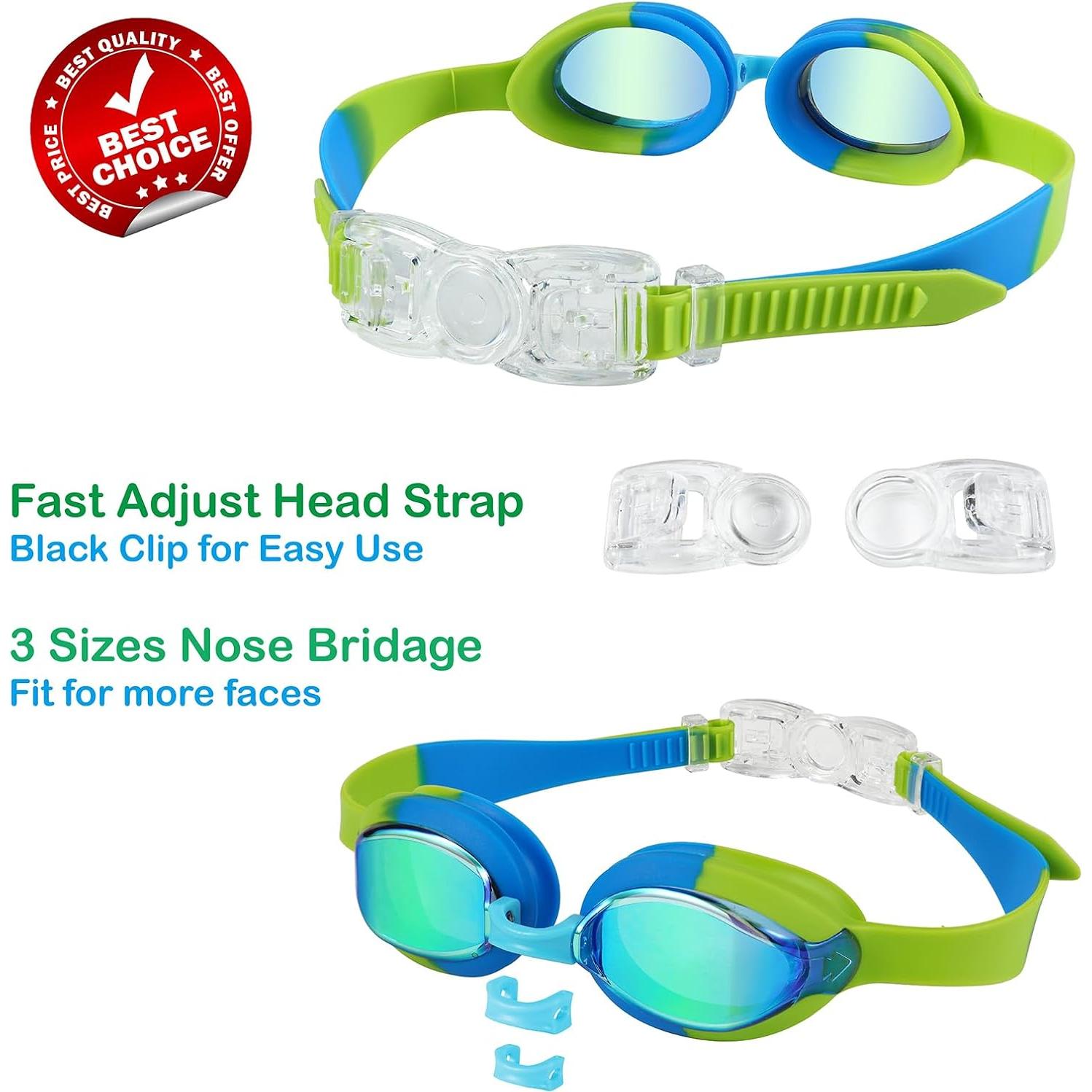 Gafas de natación para niños 3-14 años - 2 paquetes con estuche