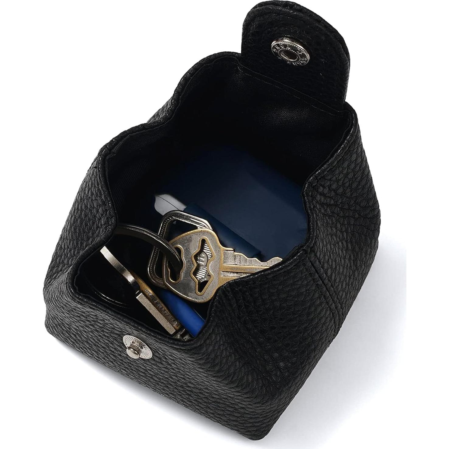 Monedero de Cuero Genuino Cockatoo Grande Negro