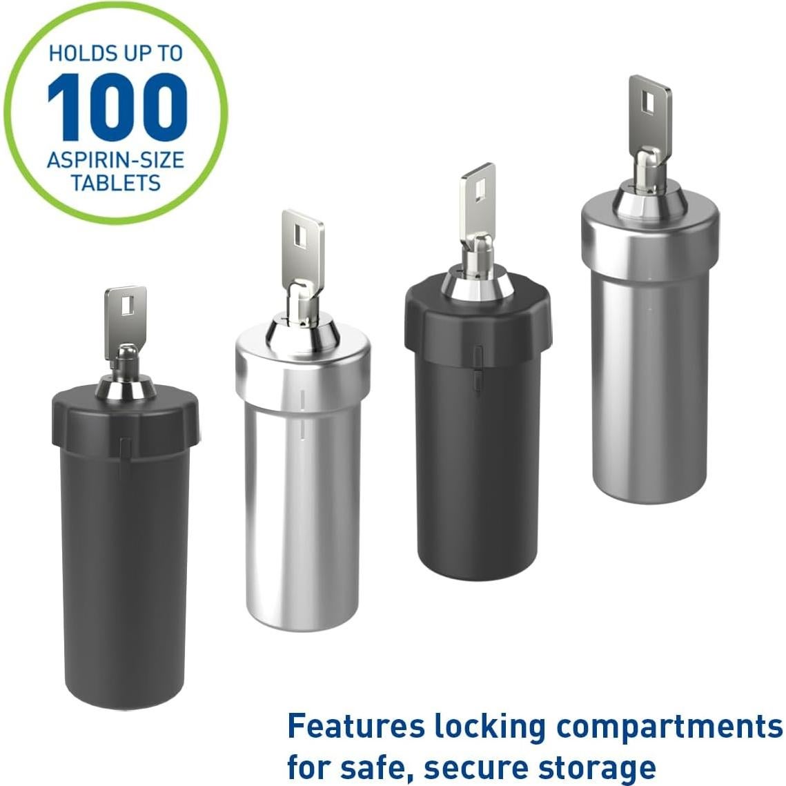 Contenedor de Pastillas Ezy Dose Negro con Cerradura - Tamaño Pequeño