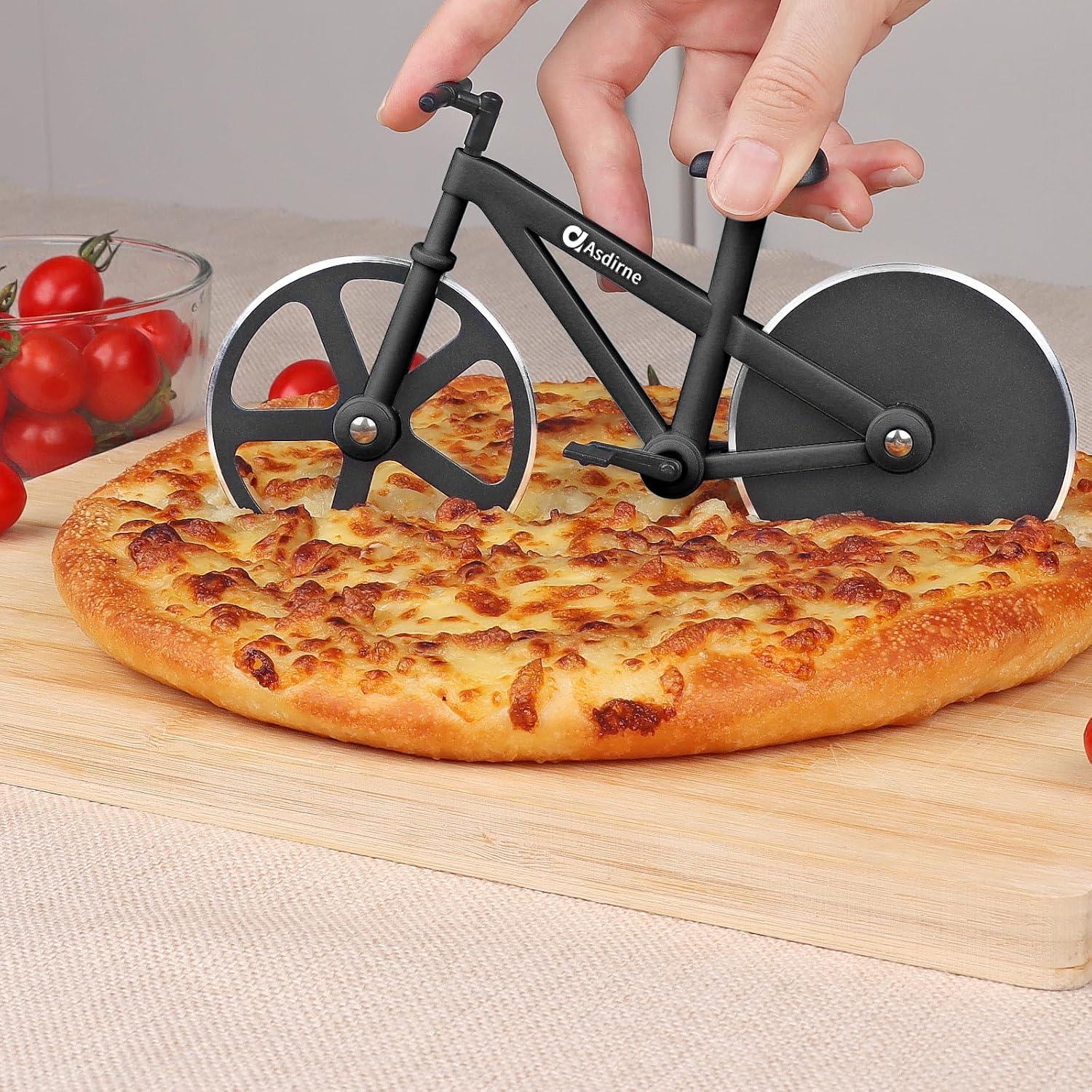 Cortador de Pizza Asdirne en Forma de Bicicleta 19 cm Negro
