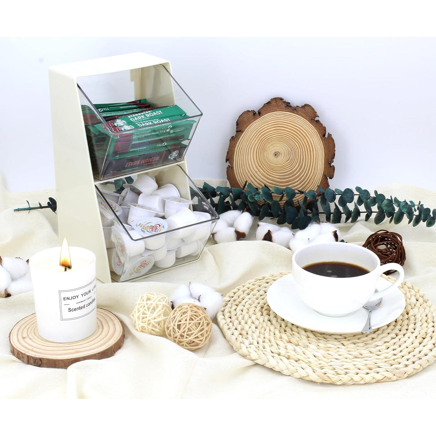 Soporte para cápsulas de café Bokelai 2 compartimentos plástico