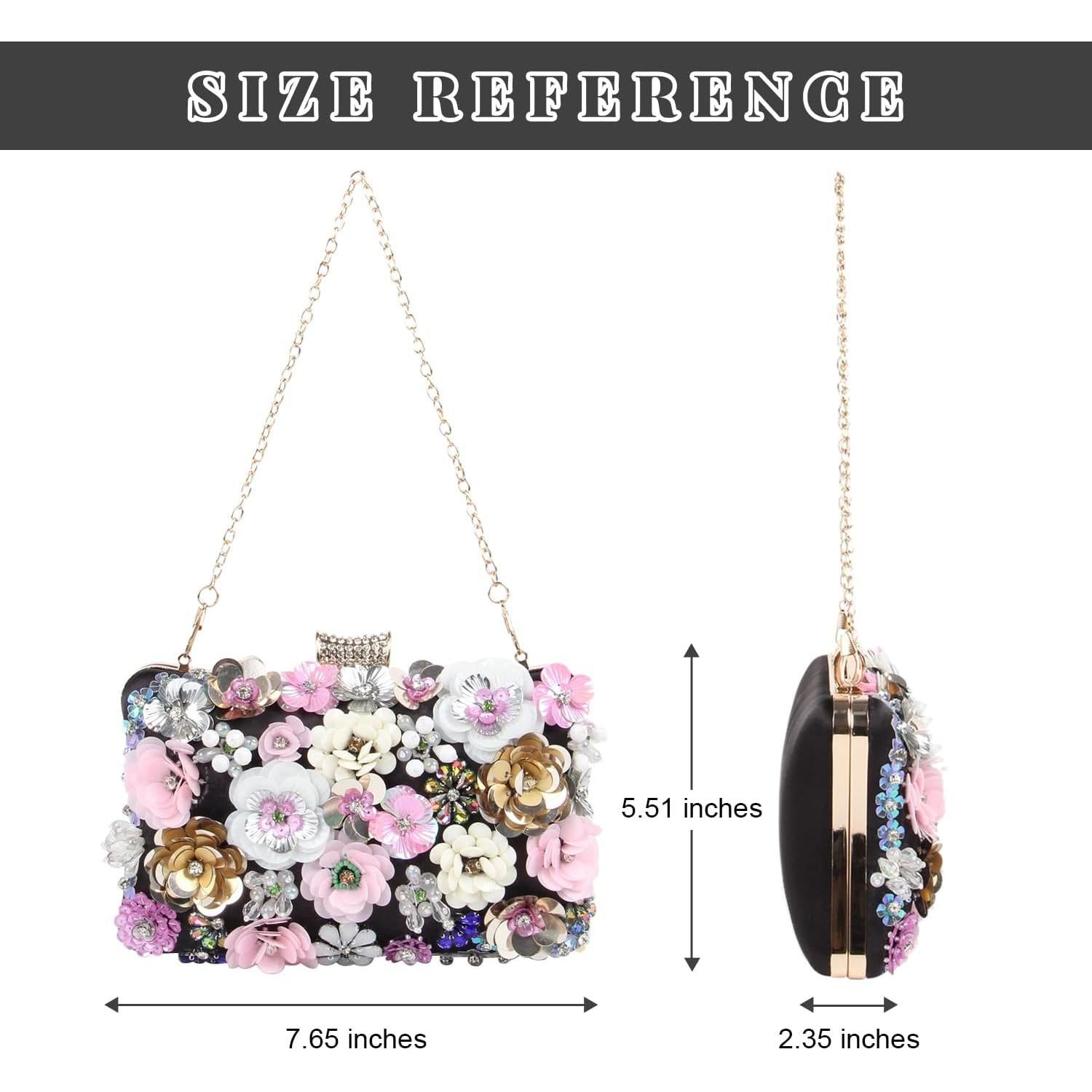 Bolso de Noche Floral Fecialy con Rhinestones para Mujeres