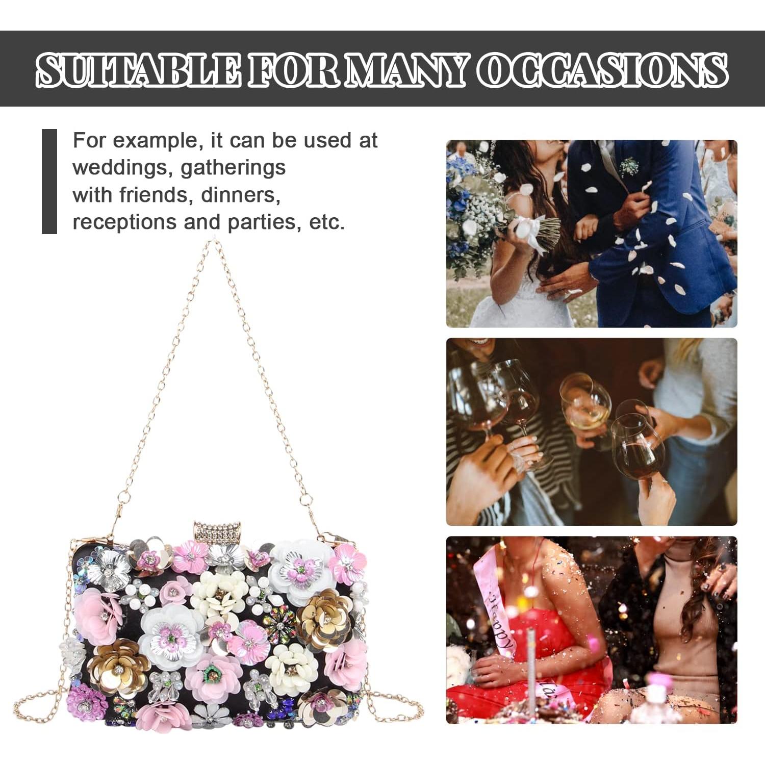 Bolso de Noche Floral Fecialy con Rhinestones para Mujeres