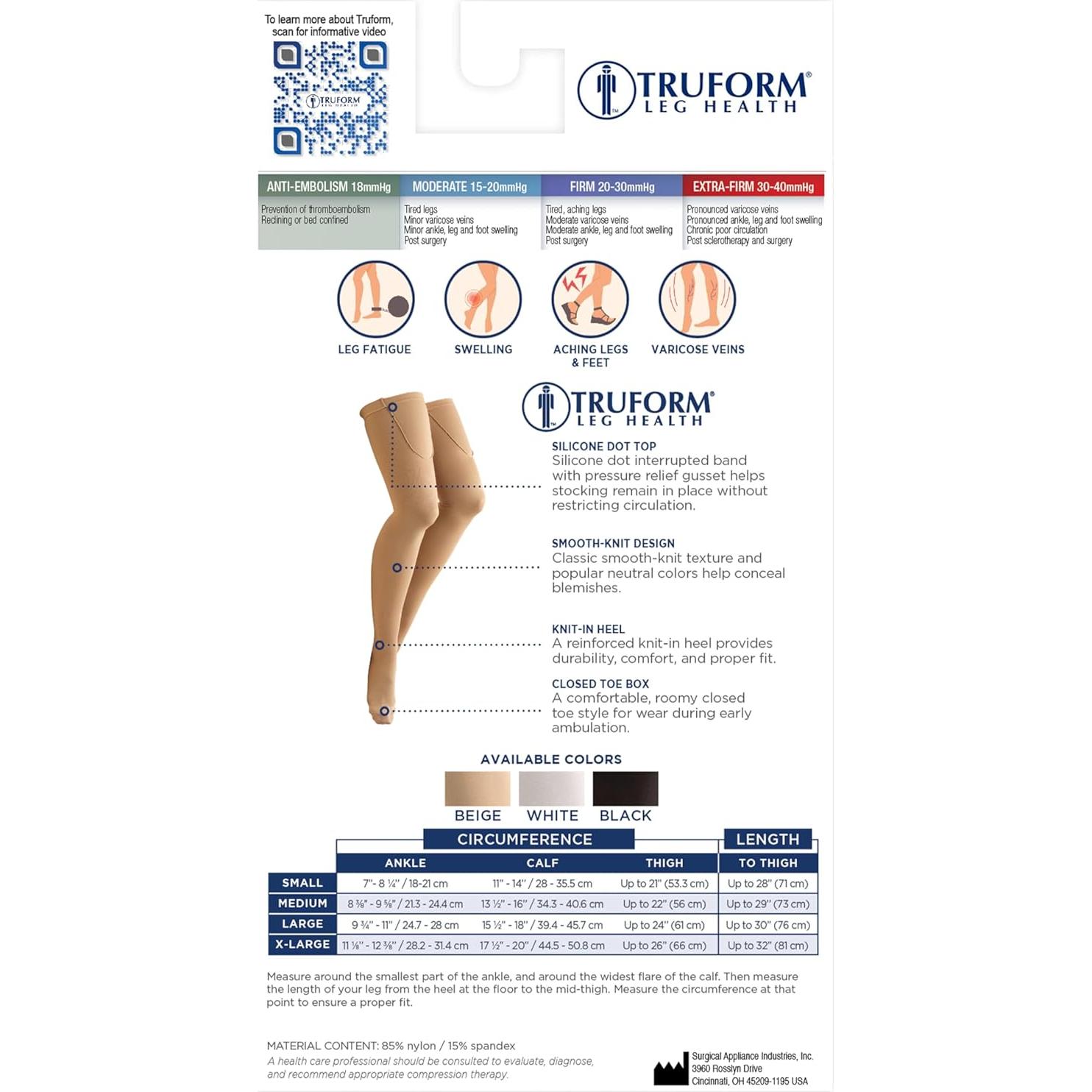 Medias Quirúrgicas Truform 8810, Compresión 18 mmHg, Beige, Pequeño