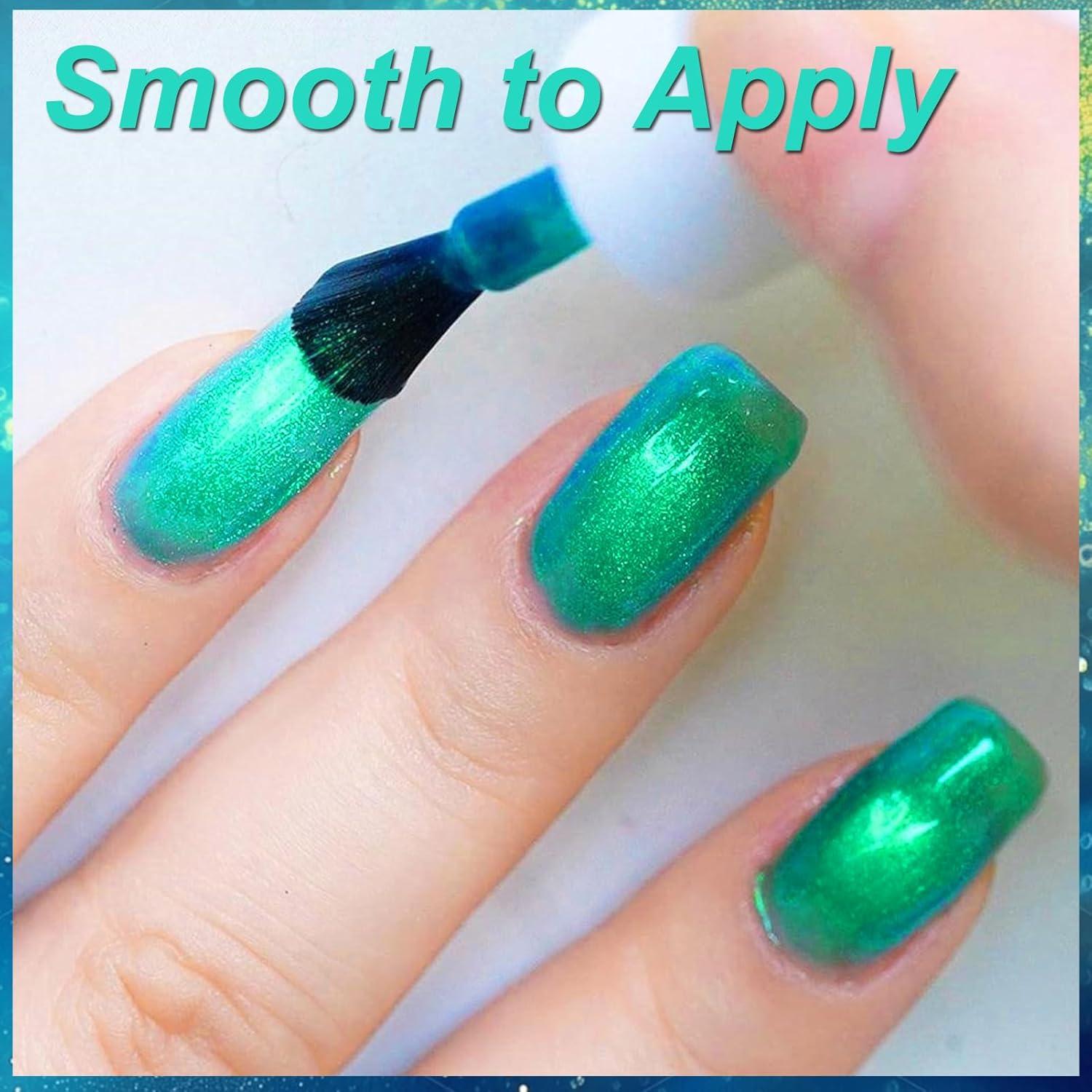 Esmalte de Uñas Verde Aurora KAHSOSE 10ML Efecto Cromado