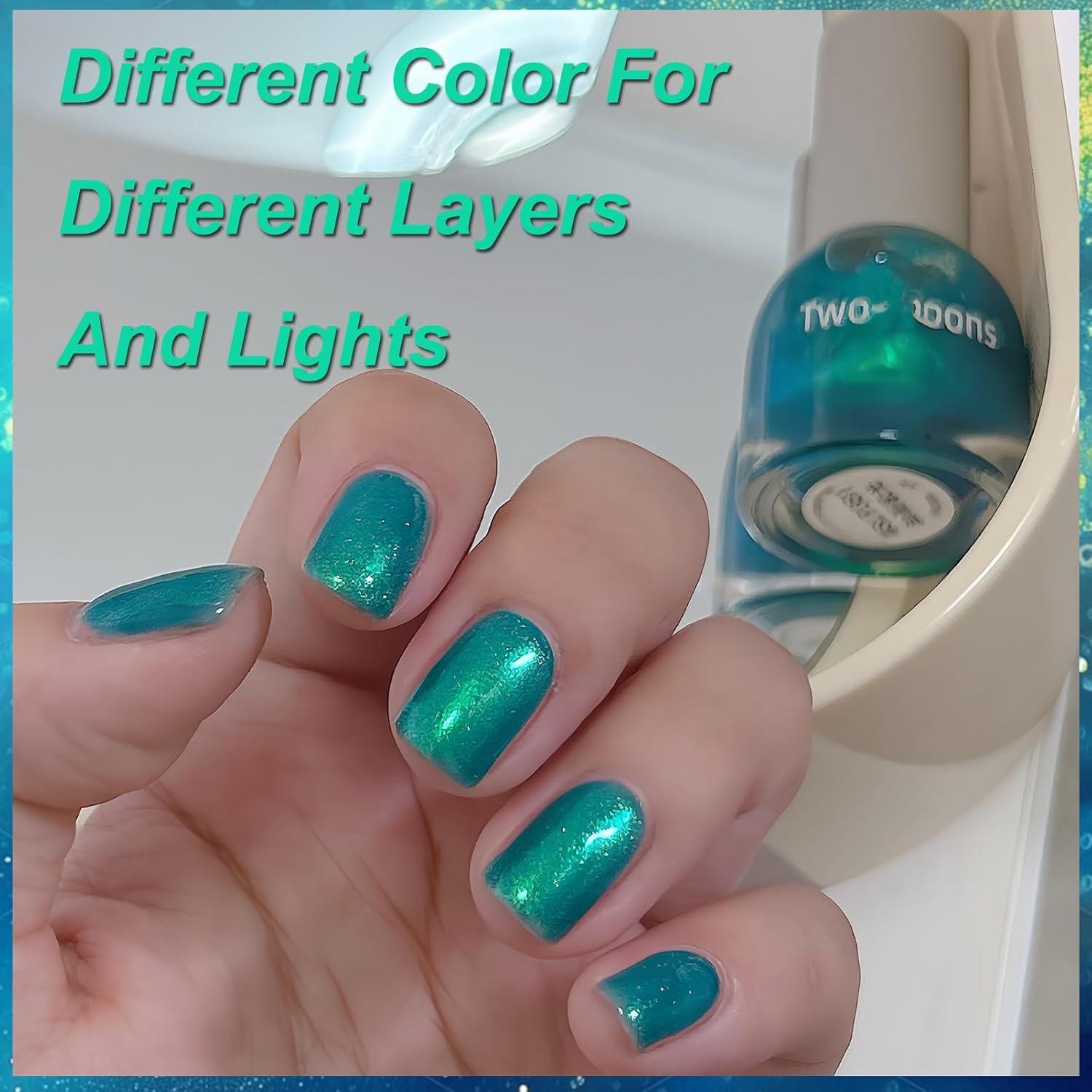 Esmalte de Uñas Verde Aurora KAHSOSE 10ML Efecto Cromado