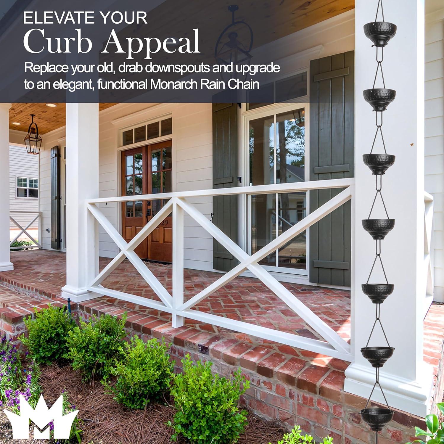 Cadena de Lluvia Monarch de Aluminio 2.6m con Tazas Martilladas