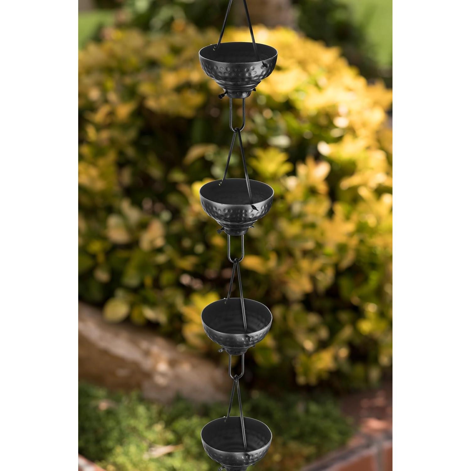 Cadena de Lluvia Monarch de Aluminio 2.6m con Tazas Martilladas