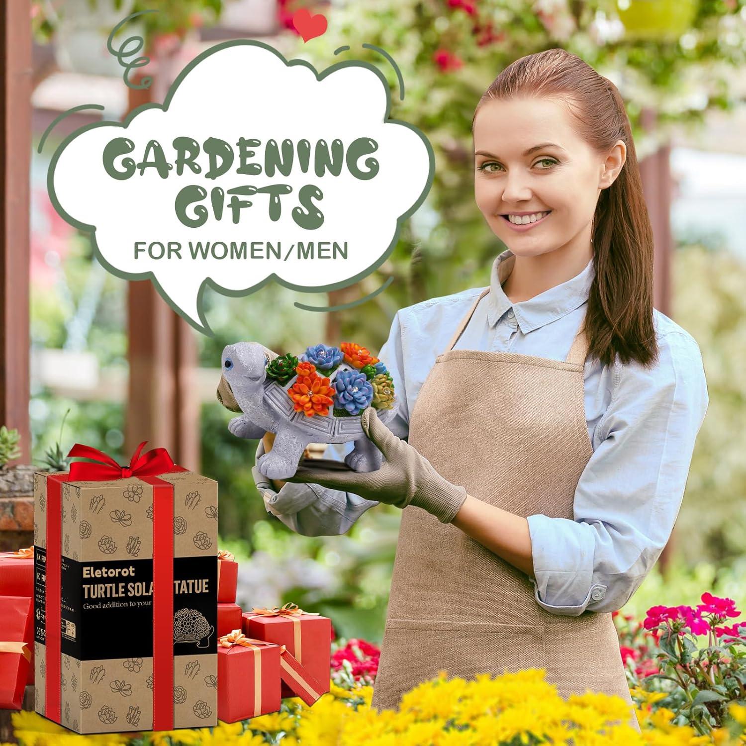 Estatua de Jardín Solar Eletorot Tortuga con Luces LED