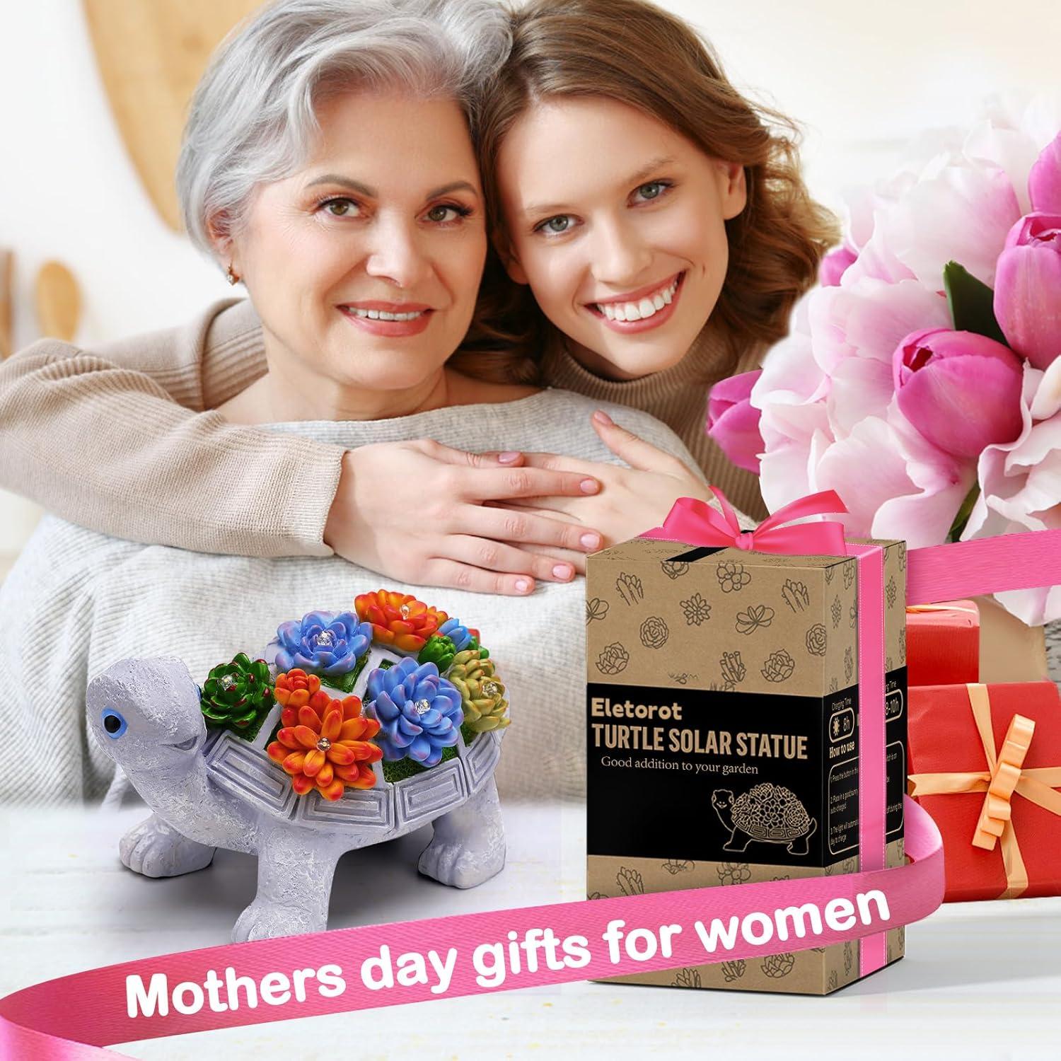 Estatua de Jardín Solar Eletorot Tortuga con Luces LED