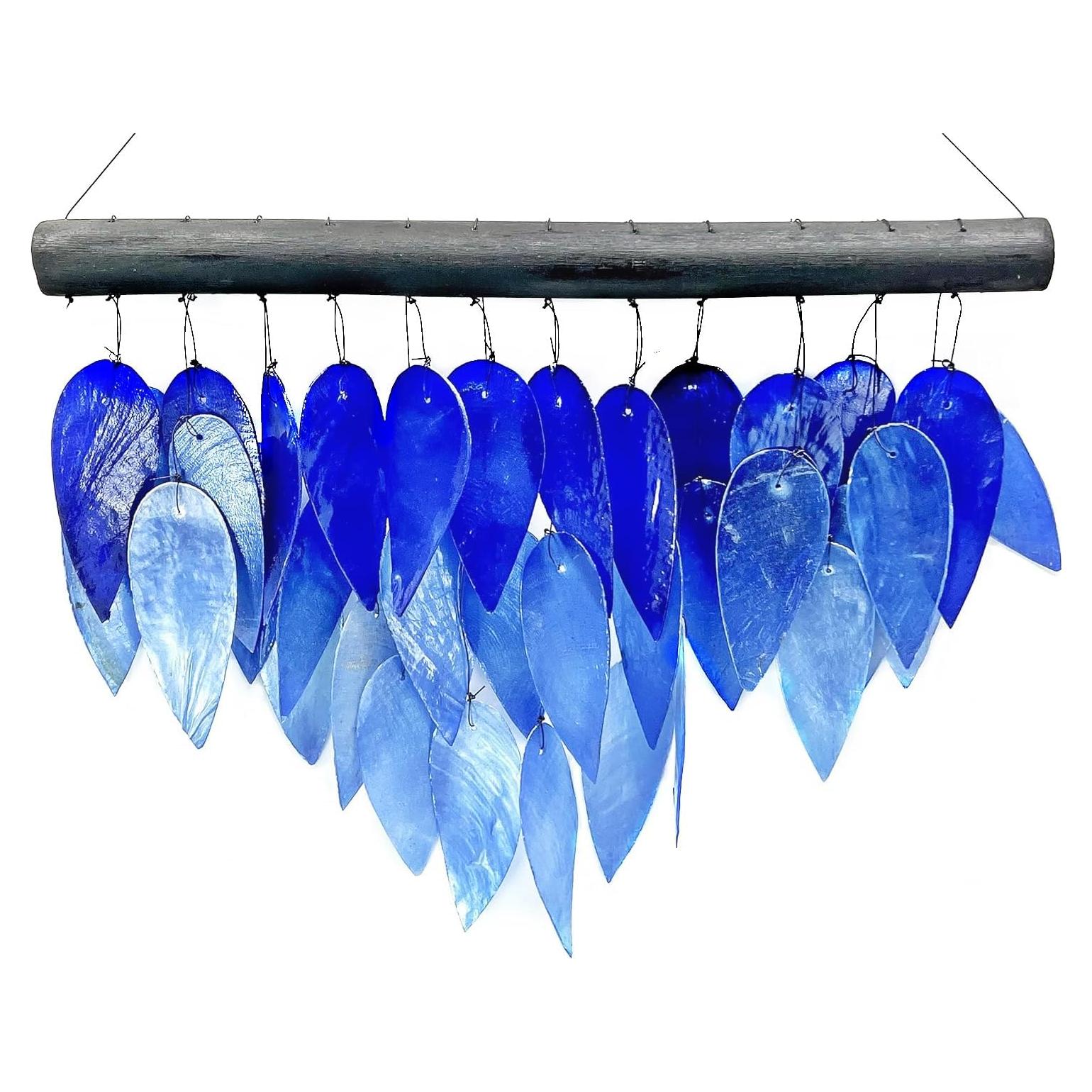 Campana de Viento Bellaa 43 cm Capiz Conchas Marinas Azul