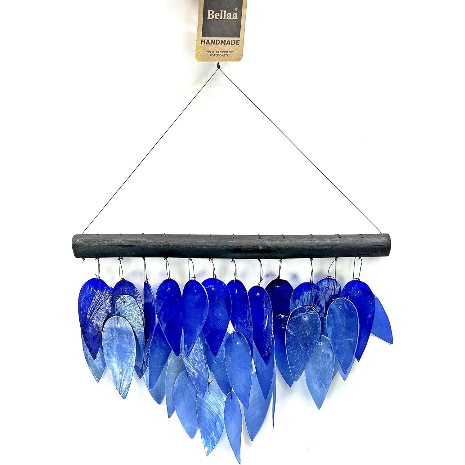 Campana de Viento Bellaa 43 cm Capiz Conchas Marinas Azul