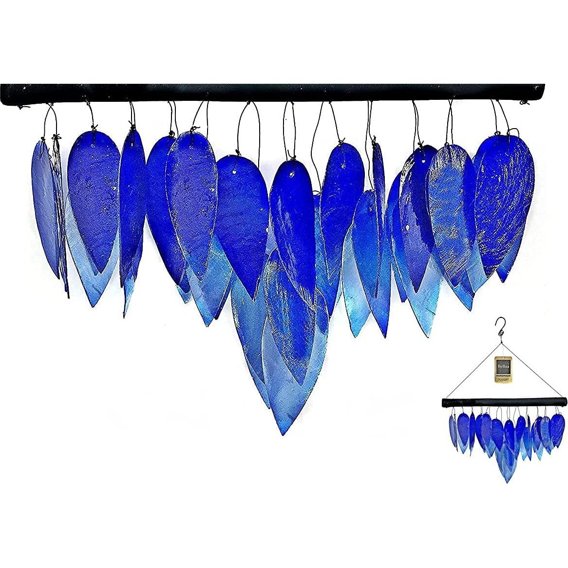 Campana de Viento Bellaa 43 cm Capiz Conchas Marinas Azul