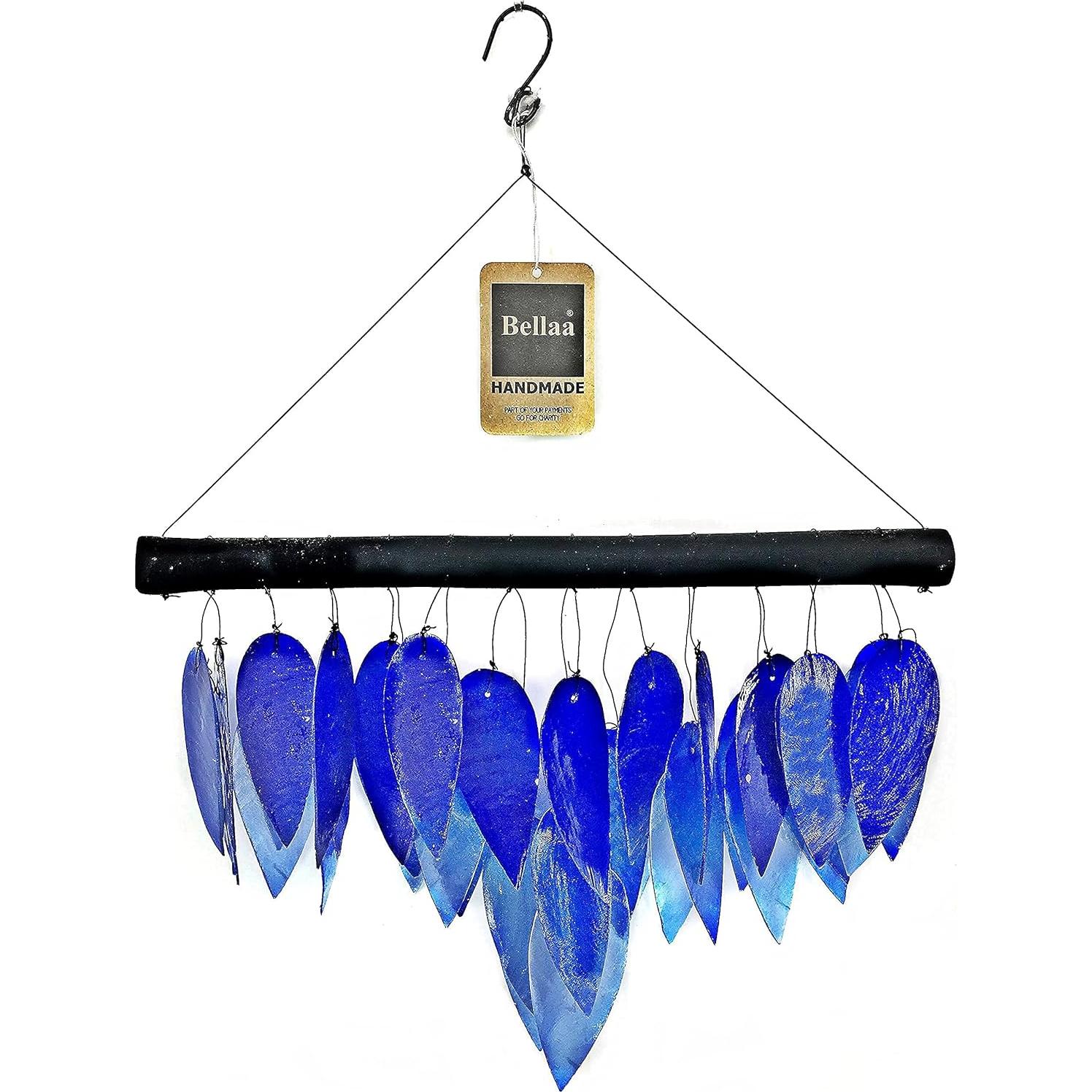 Campana de Viento Bellaa 43 cm Capiz Conchas Marinas Azul