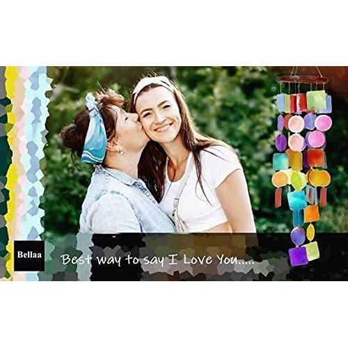 Campana de Viento Bellaa 43 cm Capiz Conchas Marinas Azul