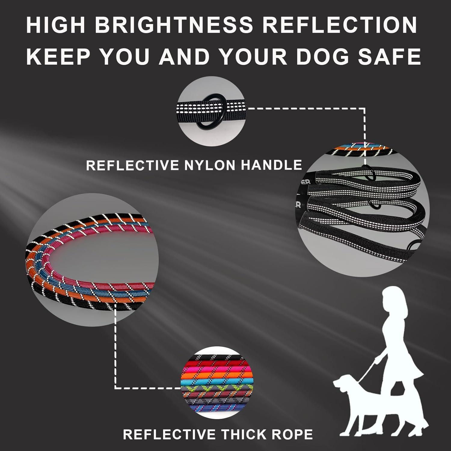 Correa Corta para Perros ZALER 45.72 cm Reflectante Negra