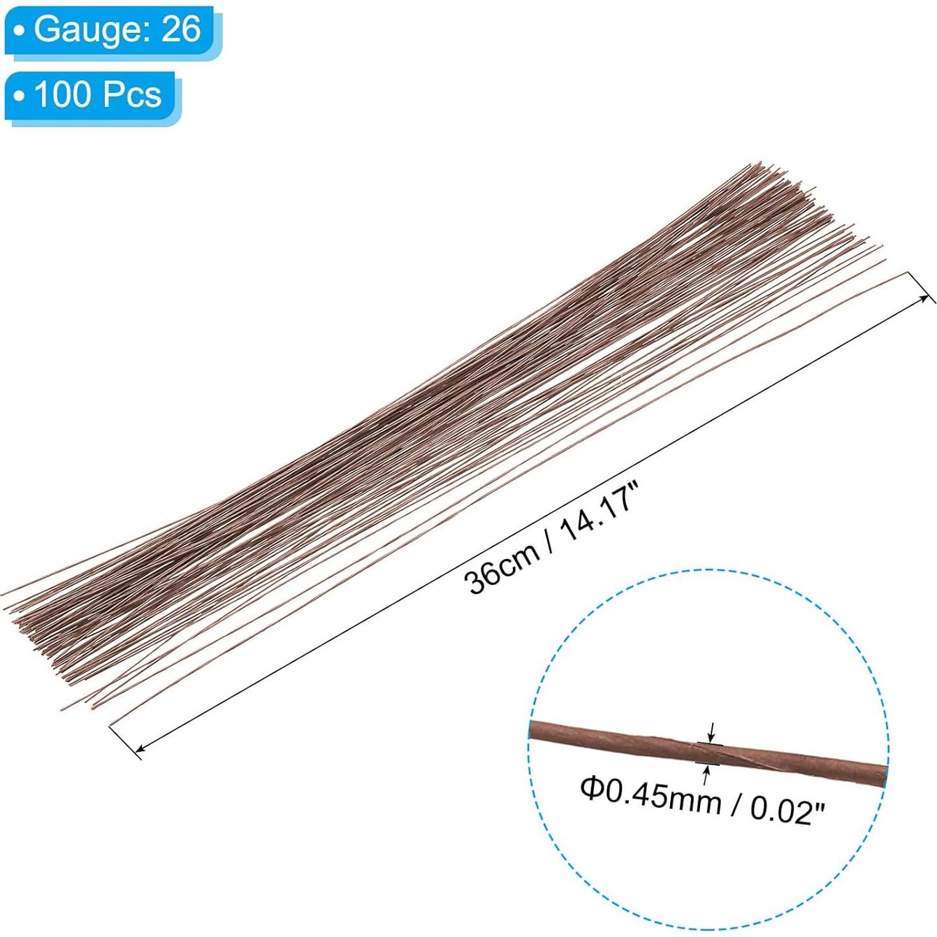 Alambre de Tallo Floral PATIKIL 26 Gauge 36 cm Marrón 100 Pcs